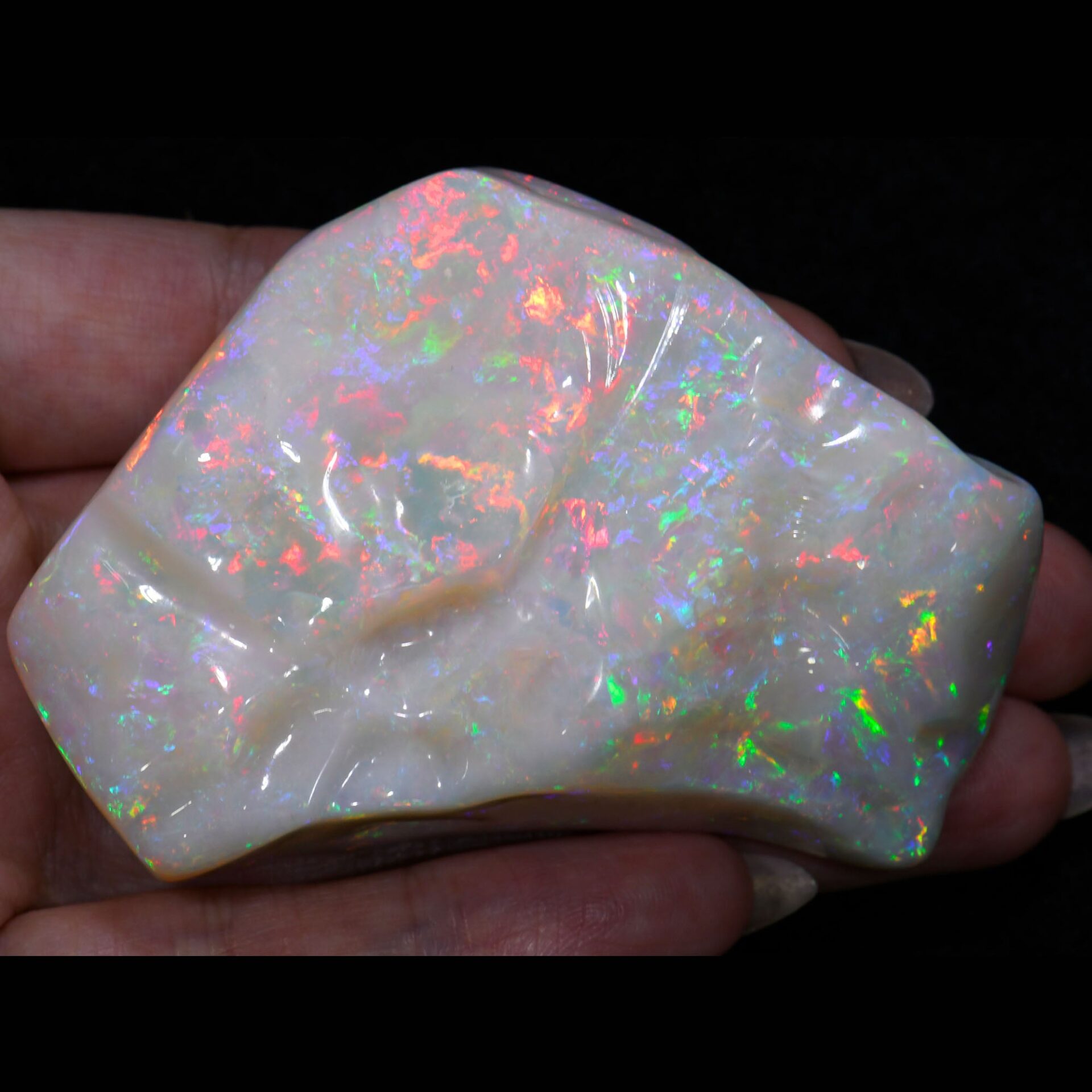 RARE Neon Bright Rainbow Neon Fire White Opal Specimen Olympic Field 465 ct
