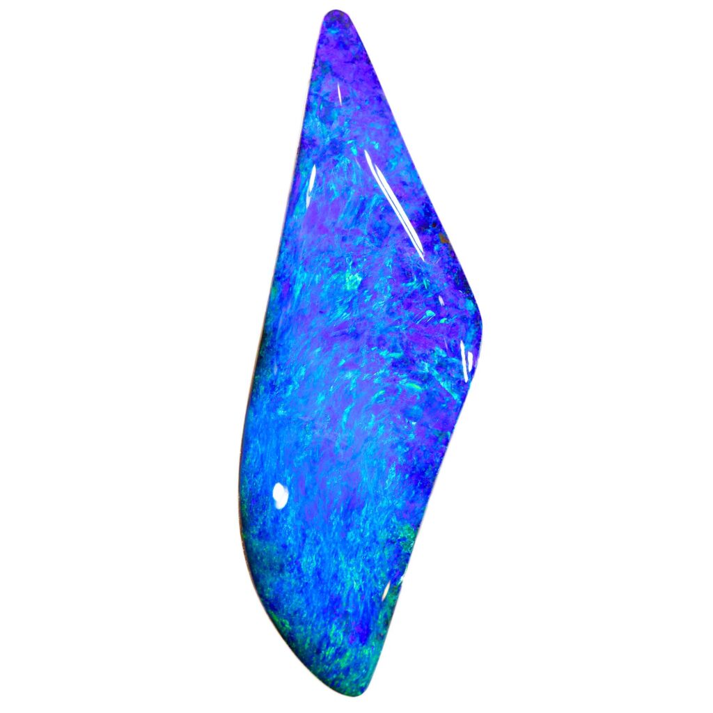 39.22ct Natural Boulder Opal Curved Cut with Blue Green Fire from Winton, Australia
