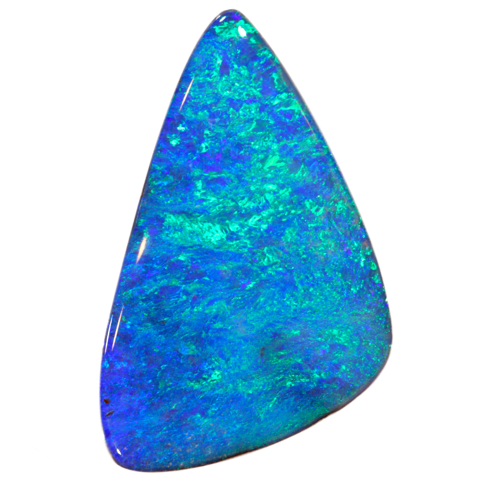 28.62ct Natural Boulder Opal Shield Cut with Blue Green Fire from Winton, Australia