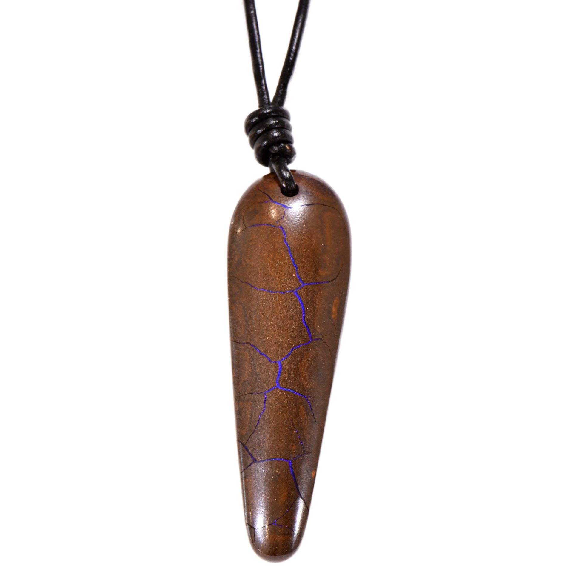 Large Purple Vein Australian Boulder Opal Pendant with genuine adjustable leather necklace