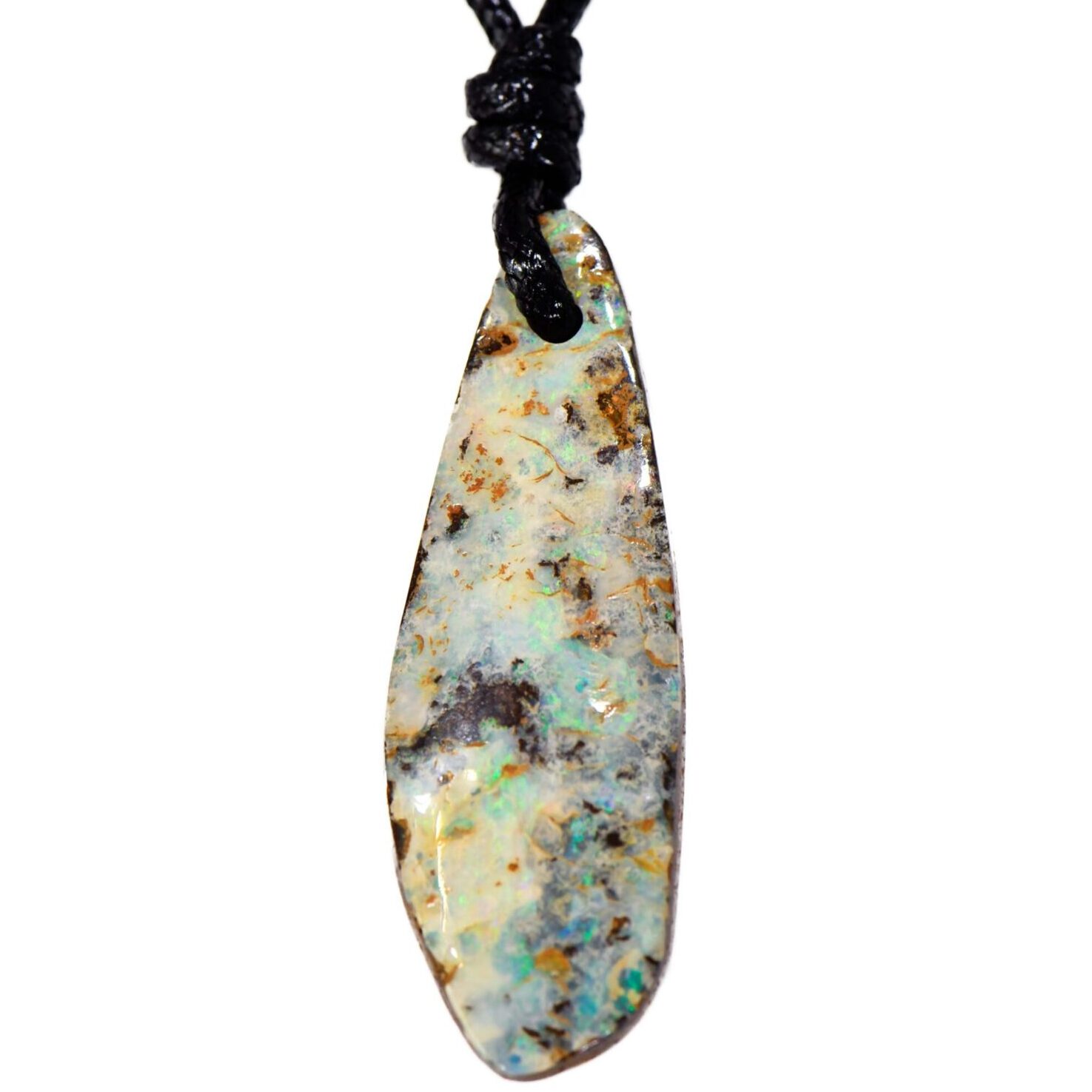Unique Australian Boulder Opal Pendant with adjustable rope necklace 52x17x7mm