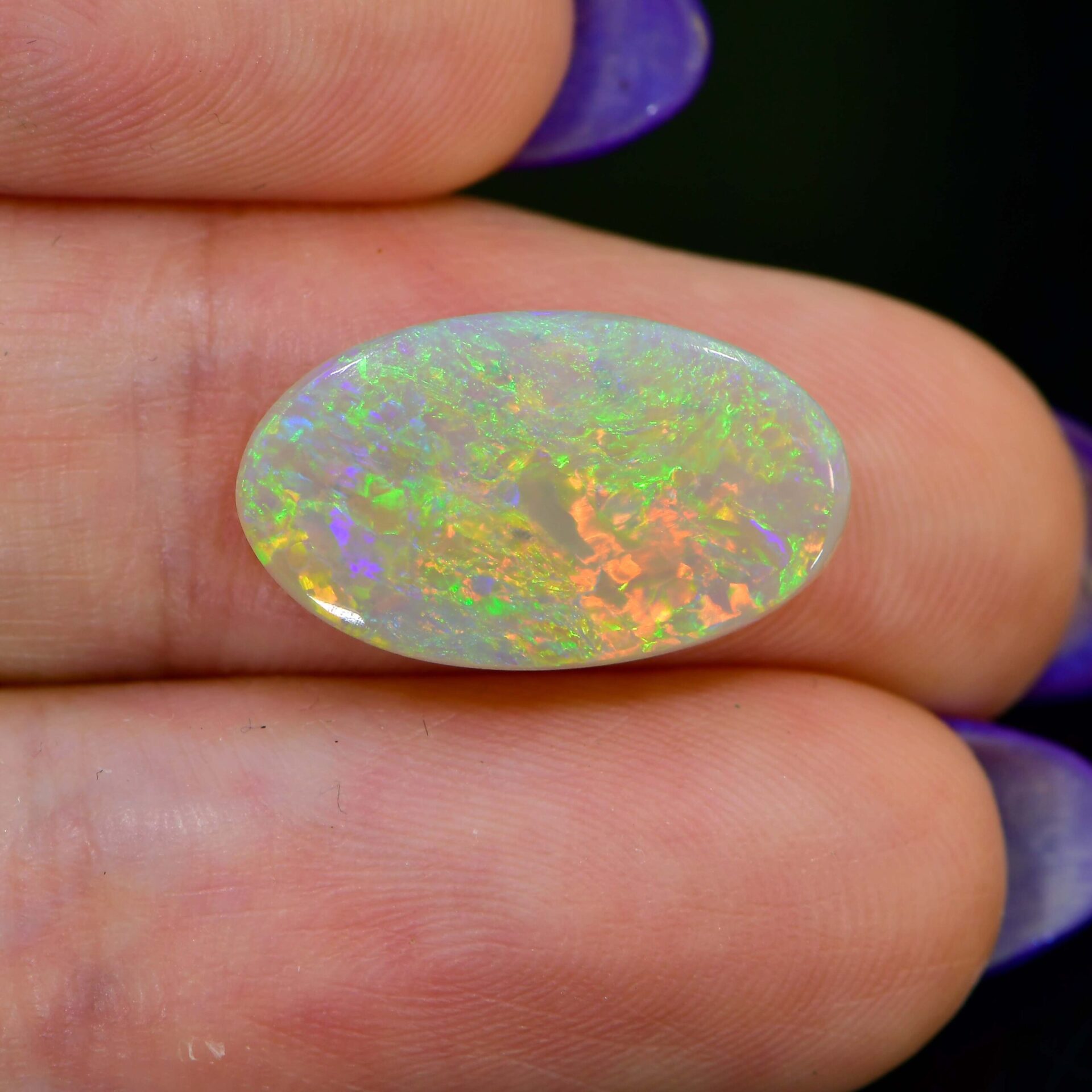 Bright Green Orange Fire Oval Lightning Ridge Opal 2.54 ct