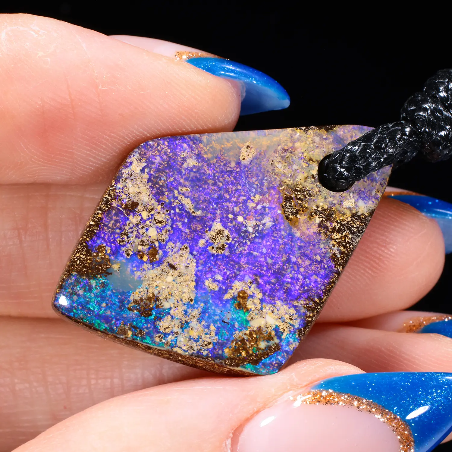 Solid Boulder Opal Pendant 32ct - Adjustable Necklace-hand shot1