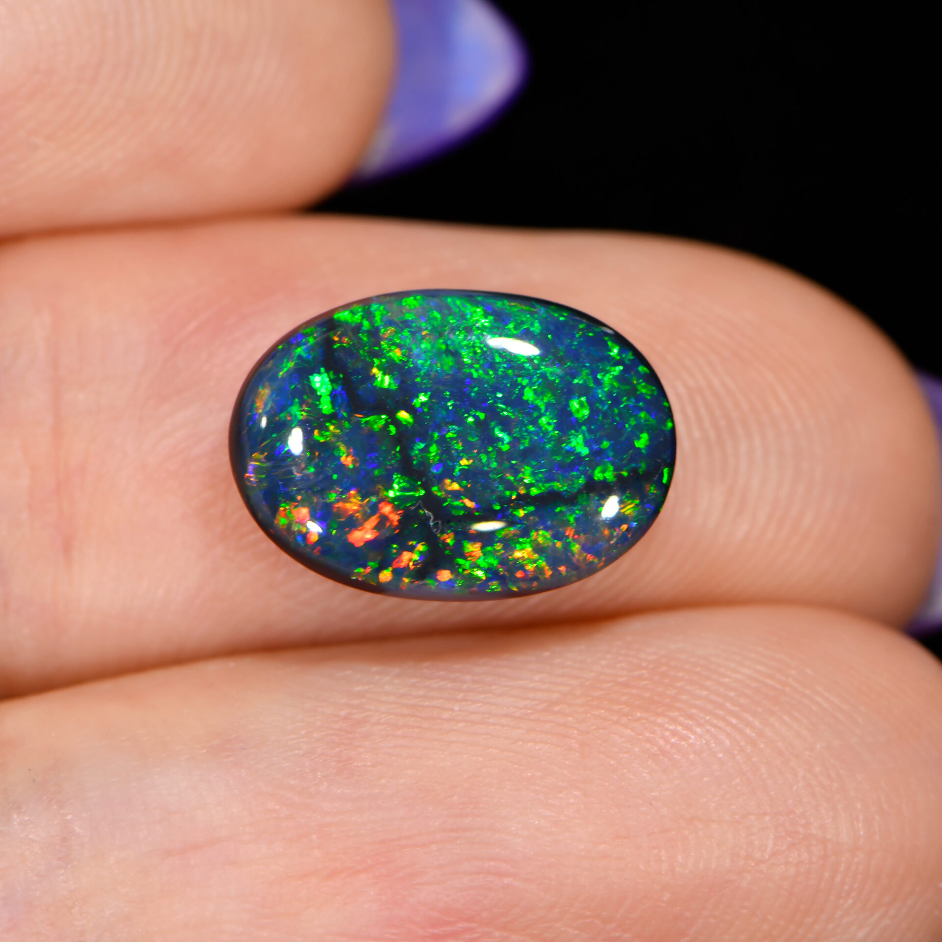 Green Black Opal Ringstone 2.29 ct
