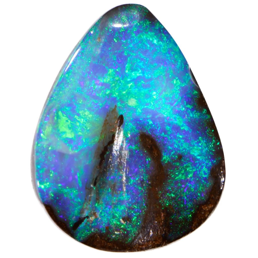 Aqua Blue Queensland Boulder Opal Teardrop Ringstone 3.7 ct front face view Australian opal gemstone Opal Galaxy product image