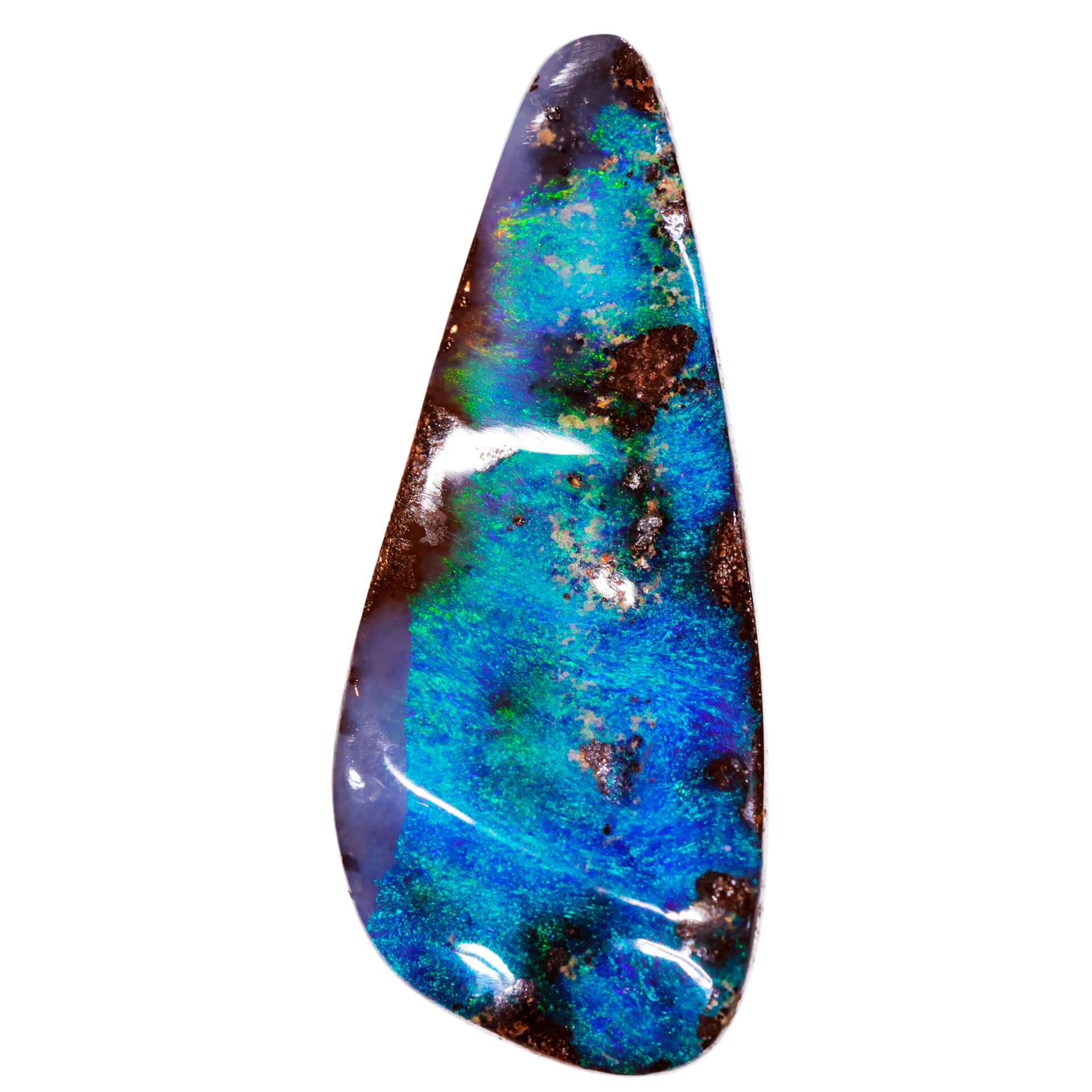 17.4ct Natural Boulder Opal Vivid Green and Blue Play of Color High Polish Winton Australian Gemstone for Custom Jewelry