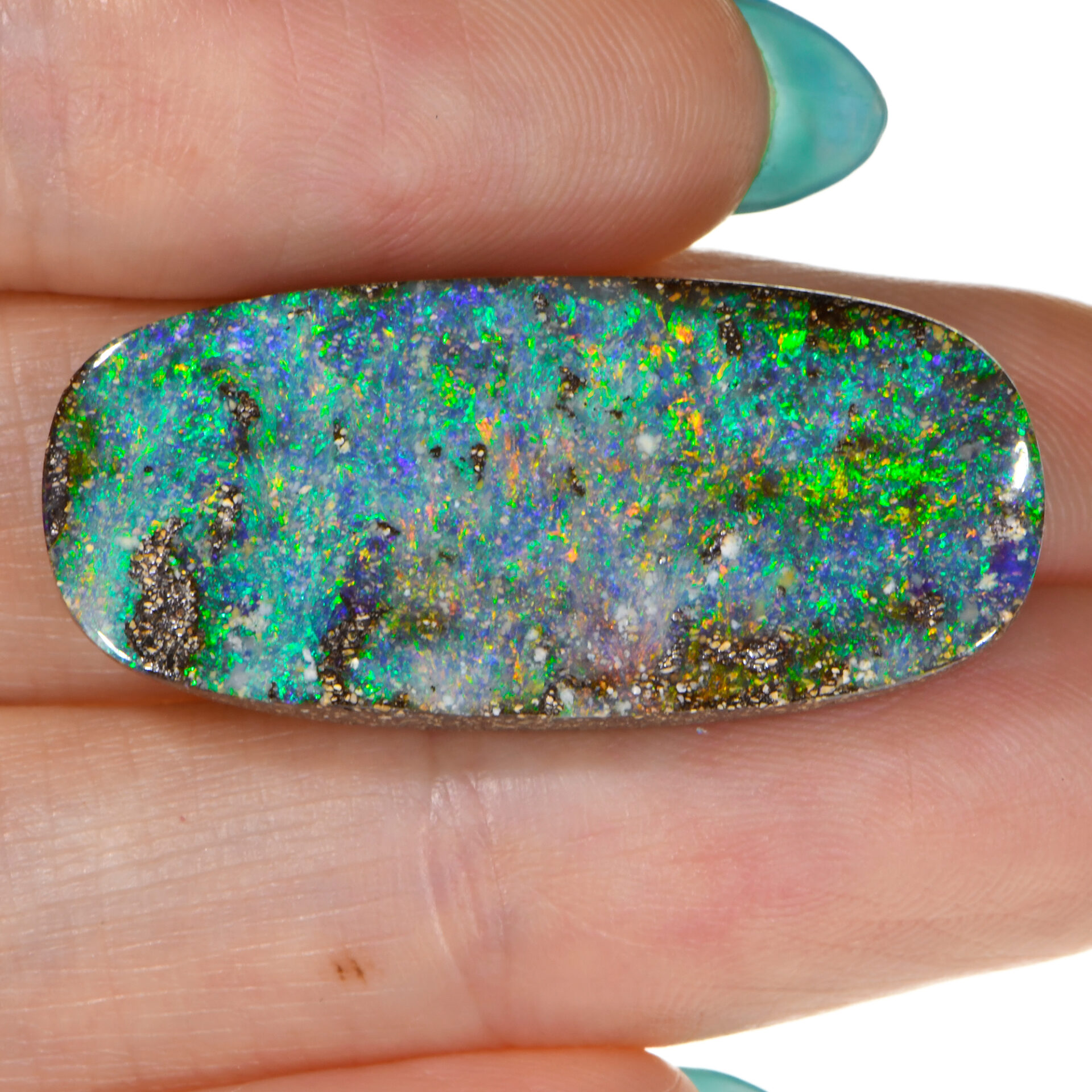 Green Oval Boulder Opal 32.8 ct