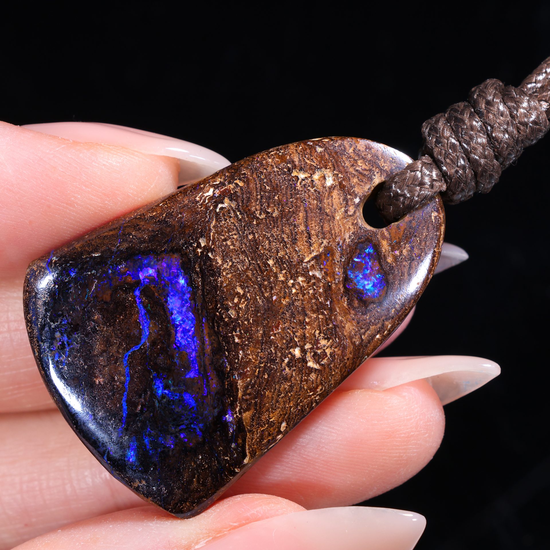 Boulder Opal Pendant Necklace 56.4 ct back view Australian opal gemstone Opal Galaxy product image