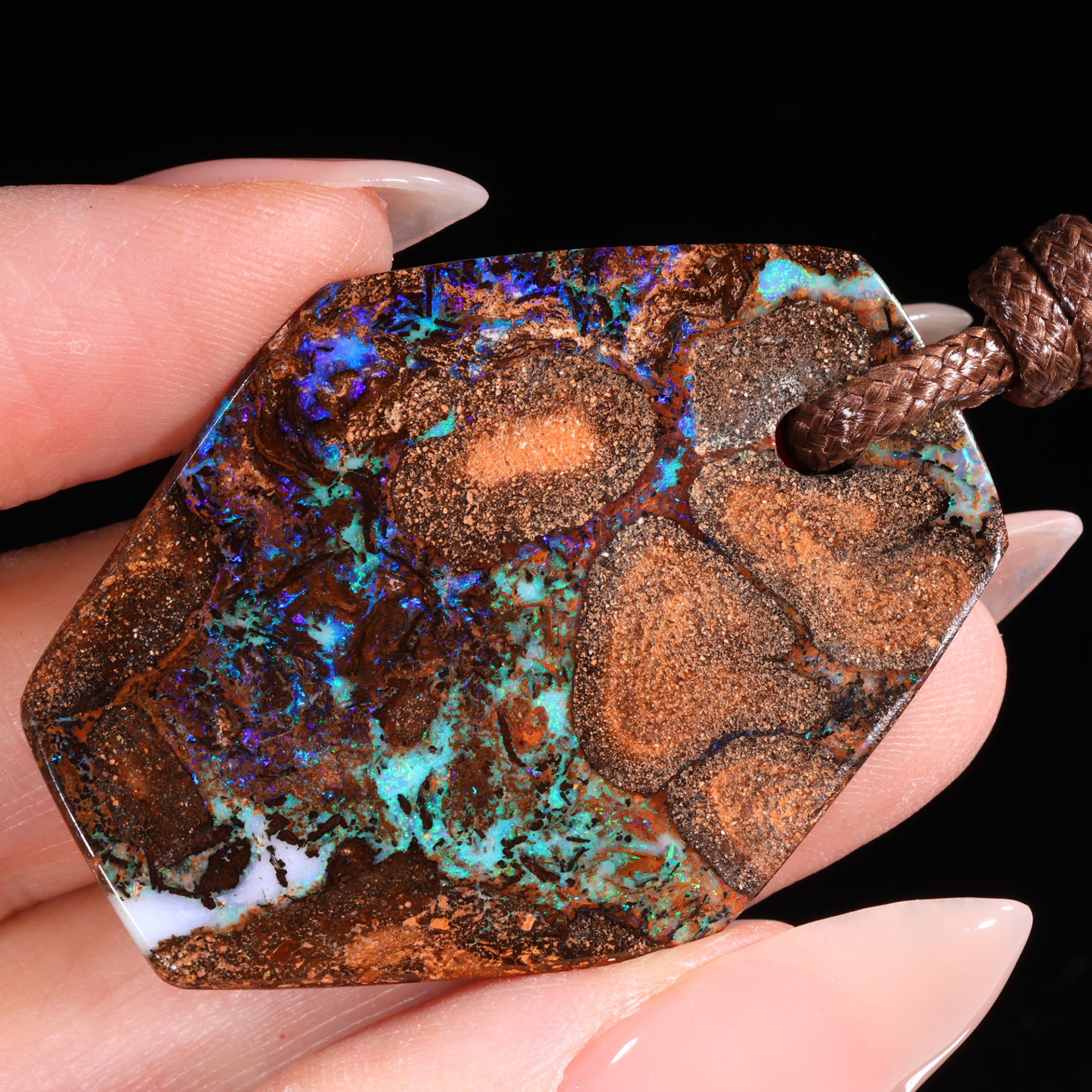 Large Wood Fossil Boulder Opal Pendant 50.5ct | Opal Galaxy