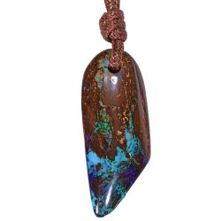 Wood Fossil Boulder Opal Pendant 64ct detail view Australian opal gemstone Opal Galaxy product image