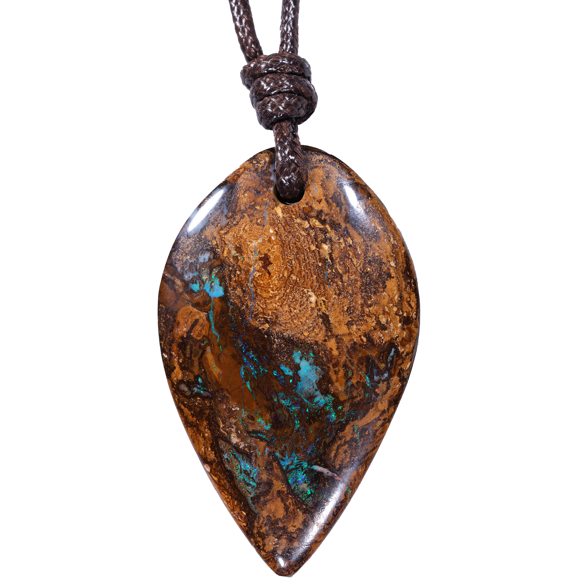 Boulder Opal Pendant Green Fire Large October Birthstone