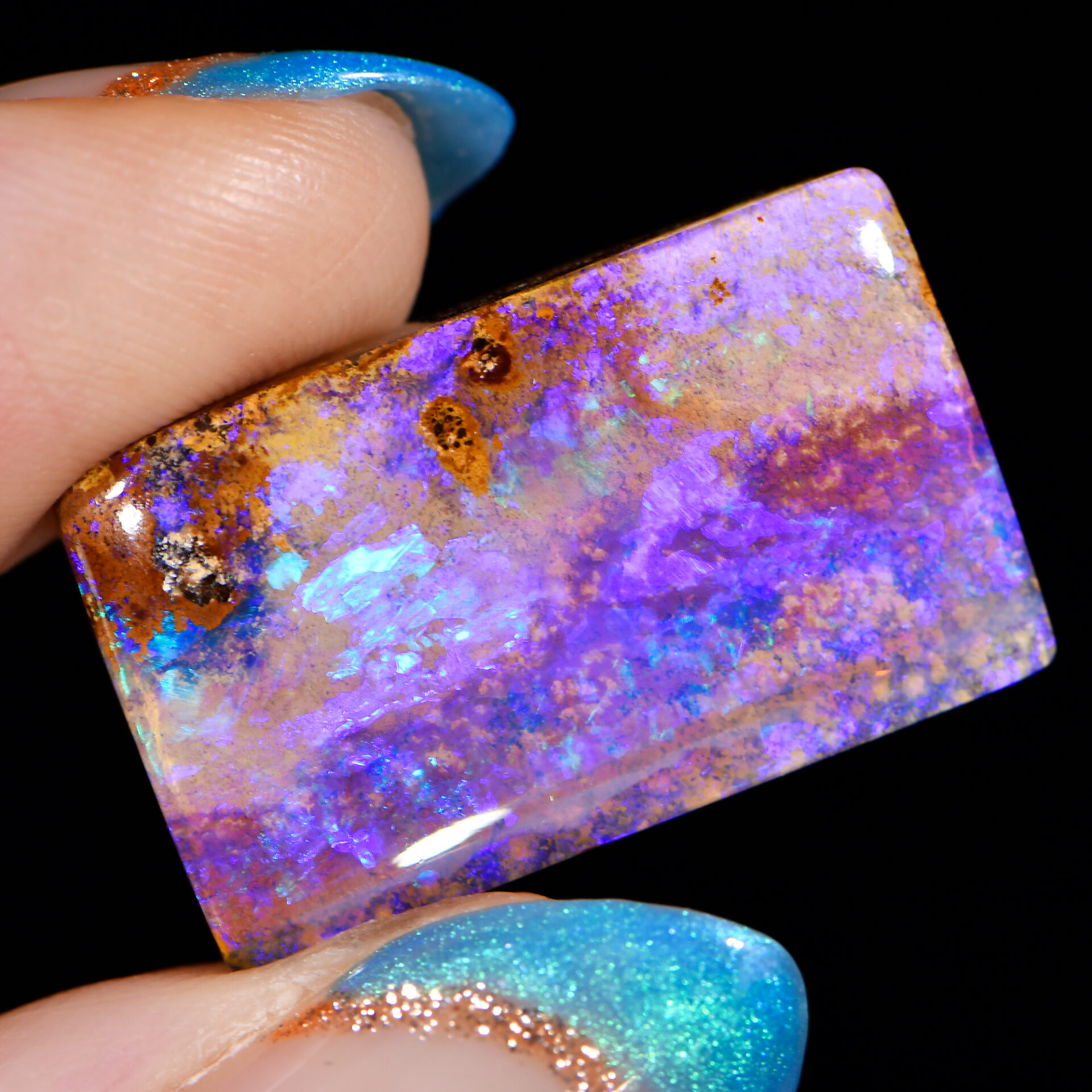 Purplish Rectangle Boulder Opal 20.8 ct