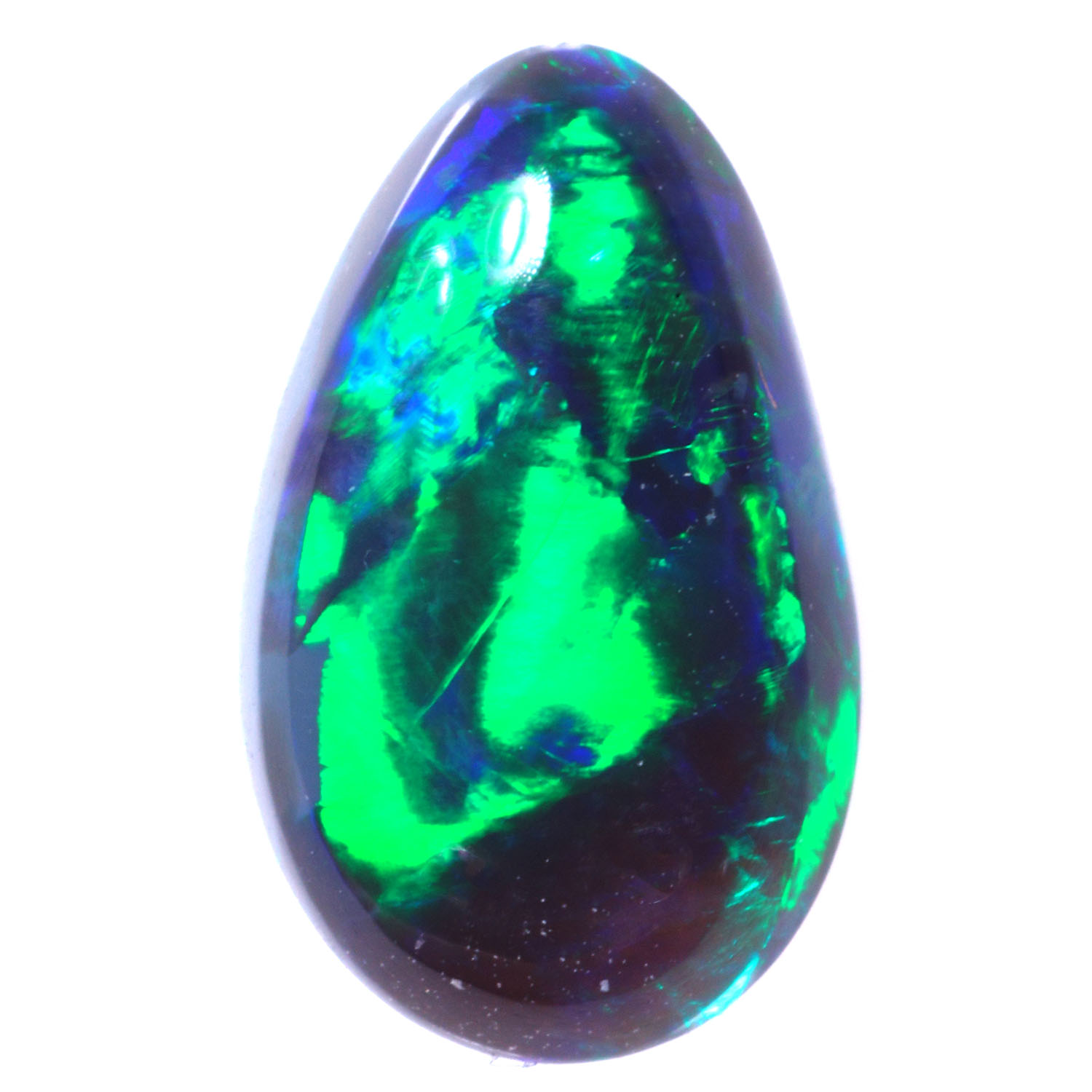 Metallic Green Fire Lightning Ridge Black Opal Teardrop 1 ct