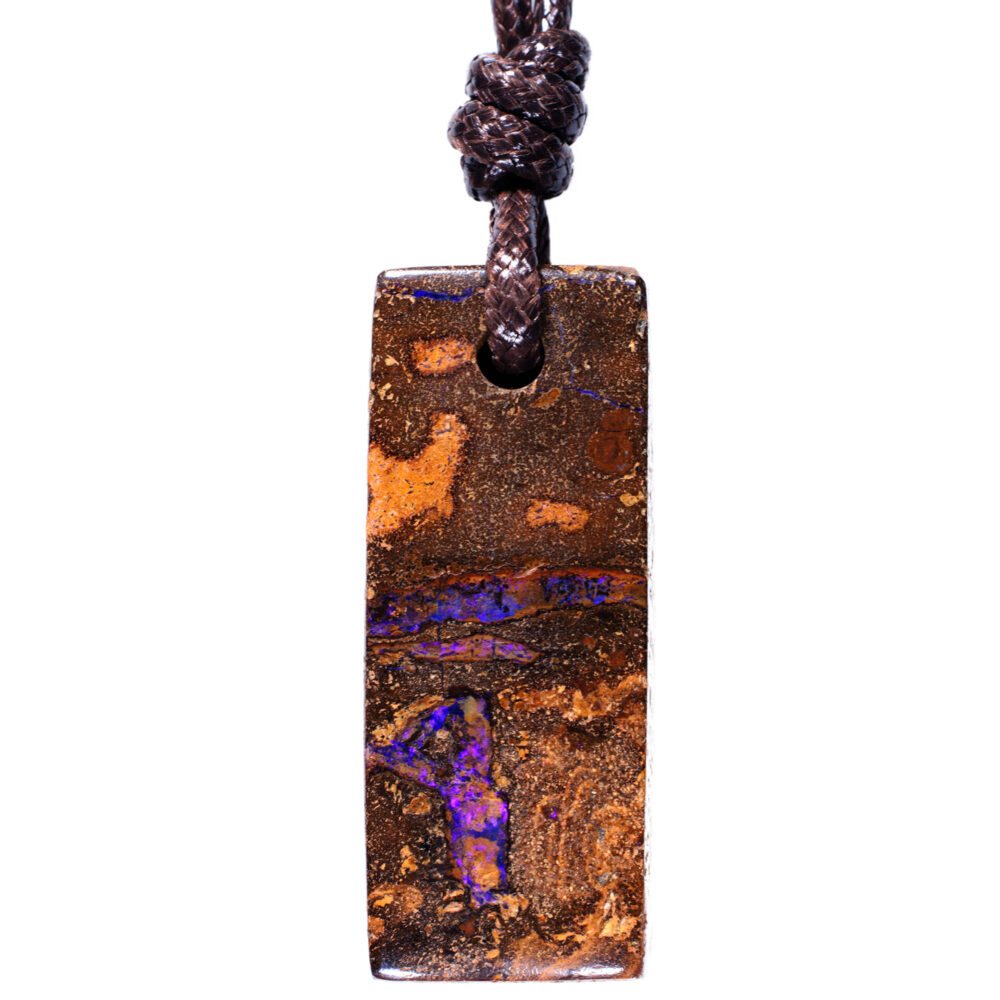 68ct Solid Boulder Opal Pendant Blue Purple front face view Australian opal gemstone Opal Galaxy product image