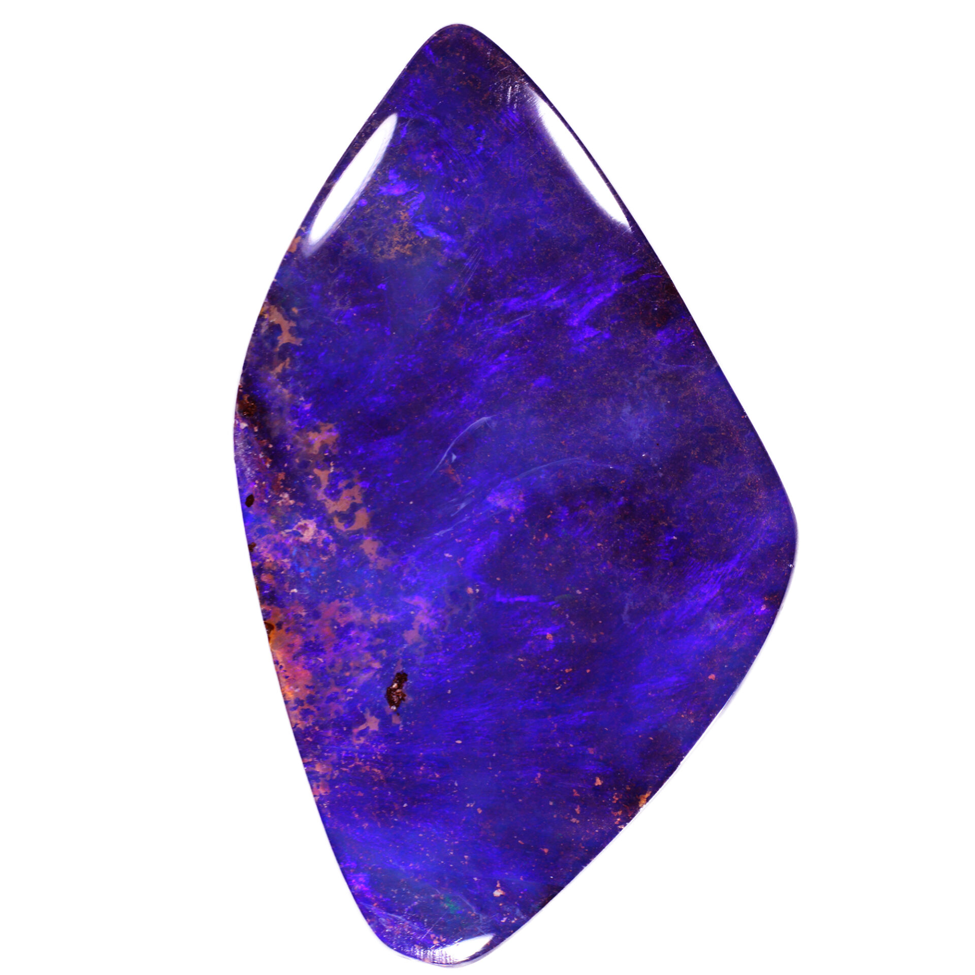 24.8ct Solid Boulder Opal Electric Blue Purple Fire front face view Australian opal gemstone Opal Galaxy product image