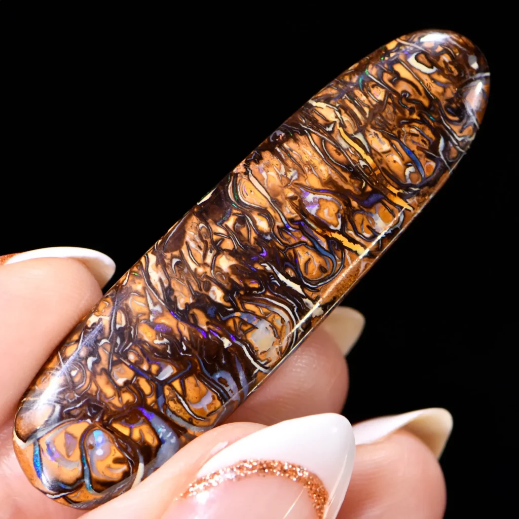 26.81ct Double Sided Vein Australian Koroit Boulder Opal angled view Australian opal gemstone Opal Galaxy product image
