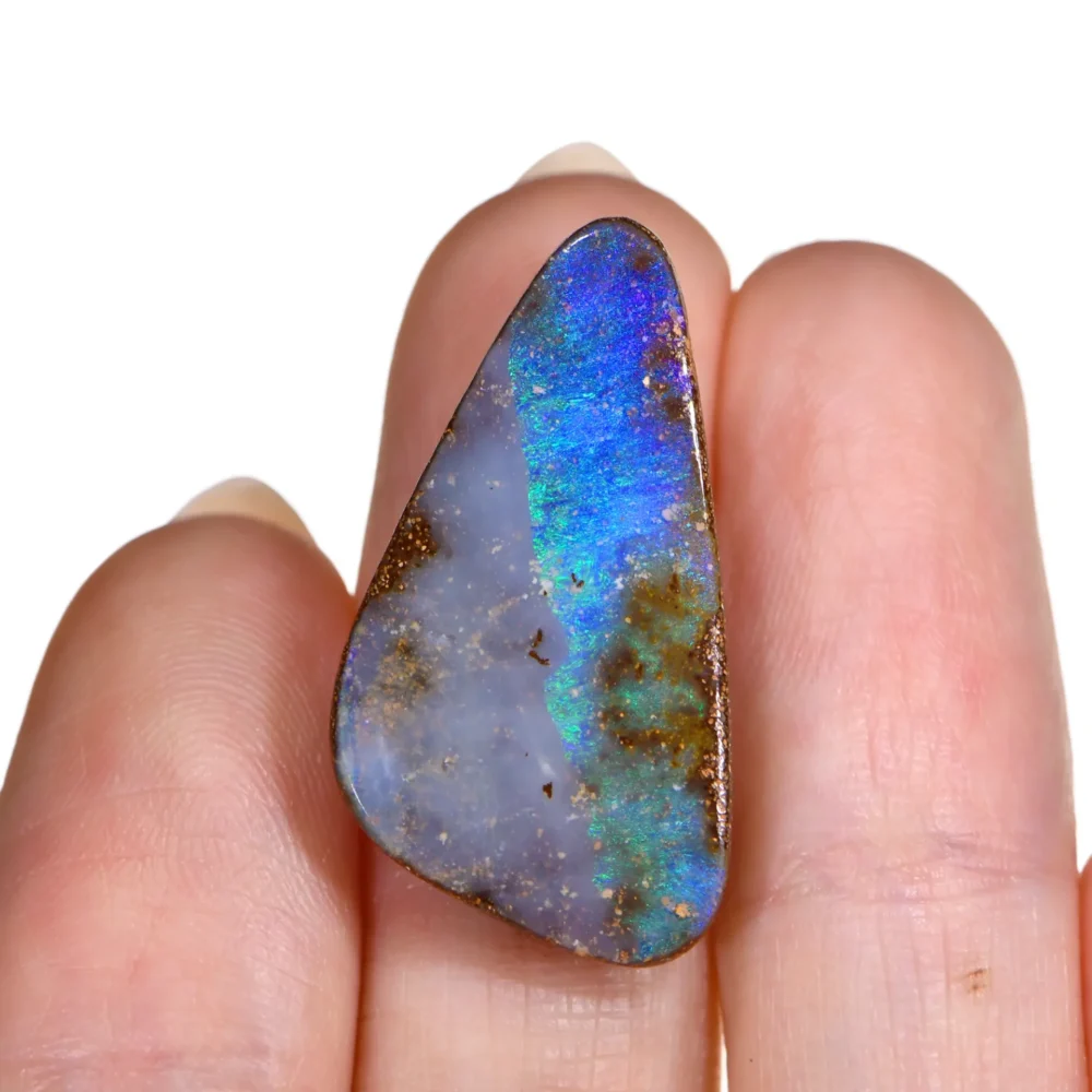15.28ct Natural Boulder Opal Blue Green angled view Australian opal gemstone Opal Galaxy product image