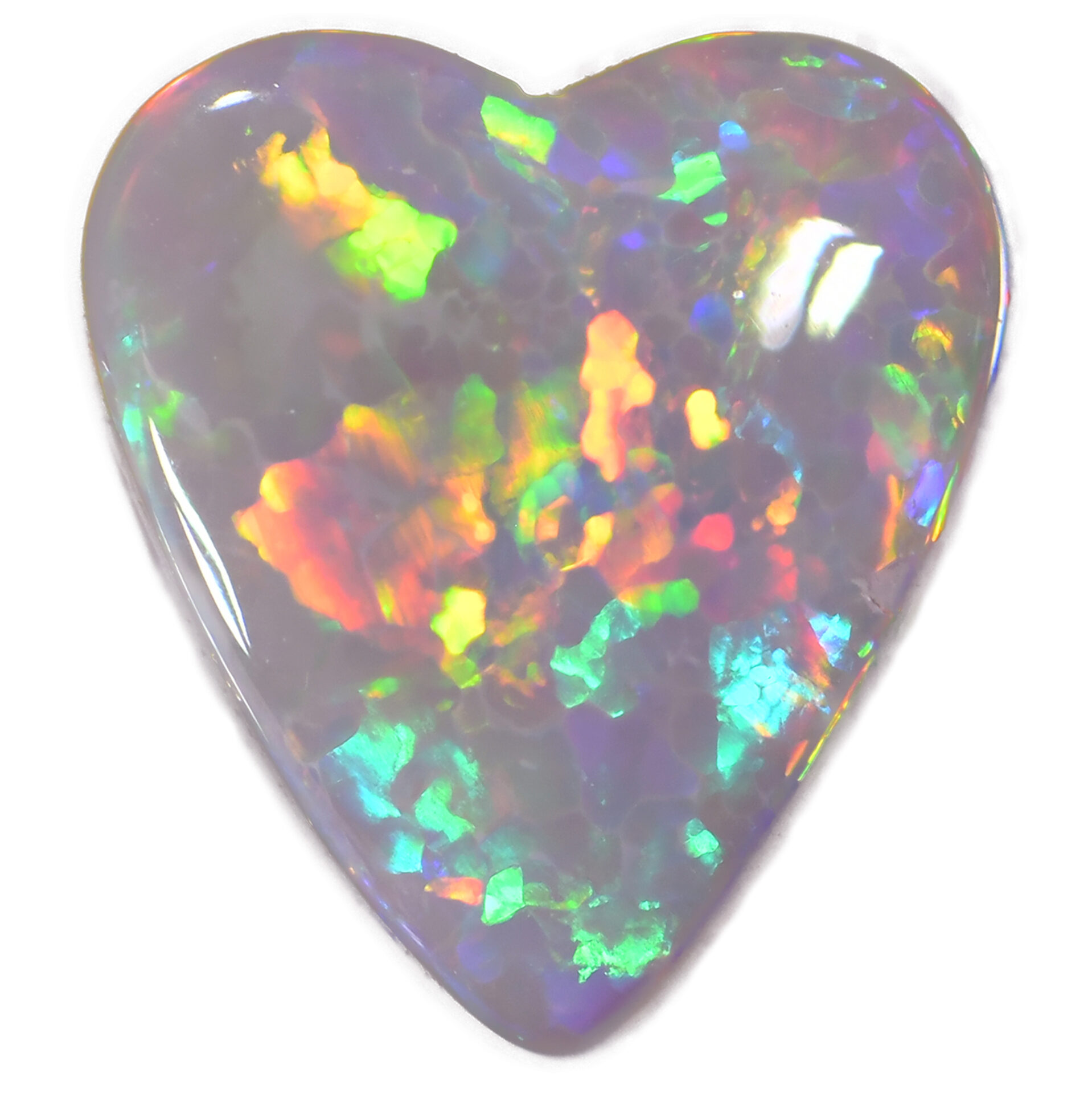 1.67ct Natural Dark Opal Heart with vibrant red, orange, green, and blue play-of-color. Perfect for jewelry, collectors & October birthstone gifts.