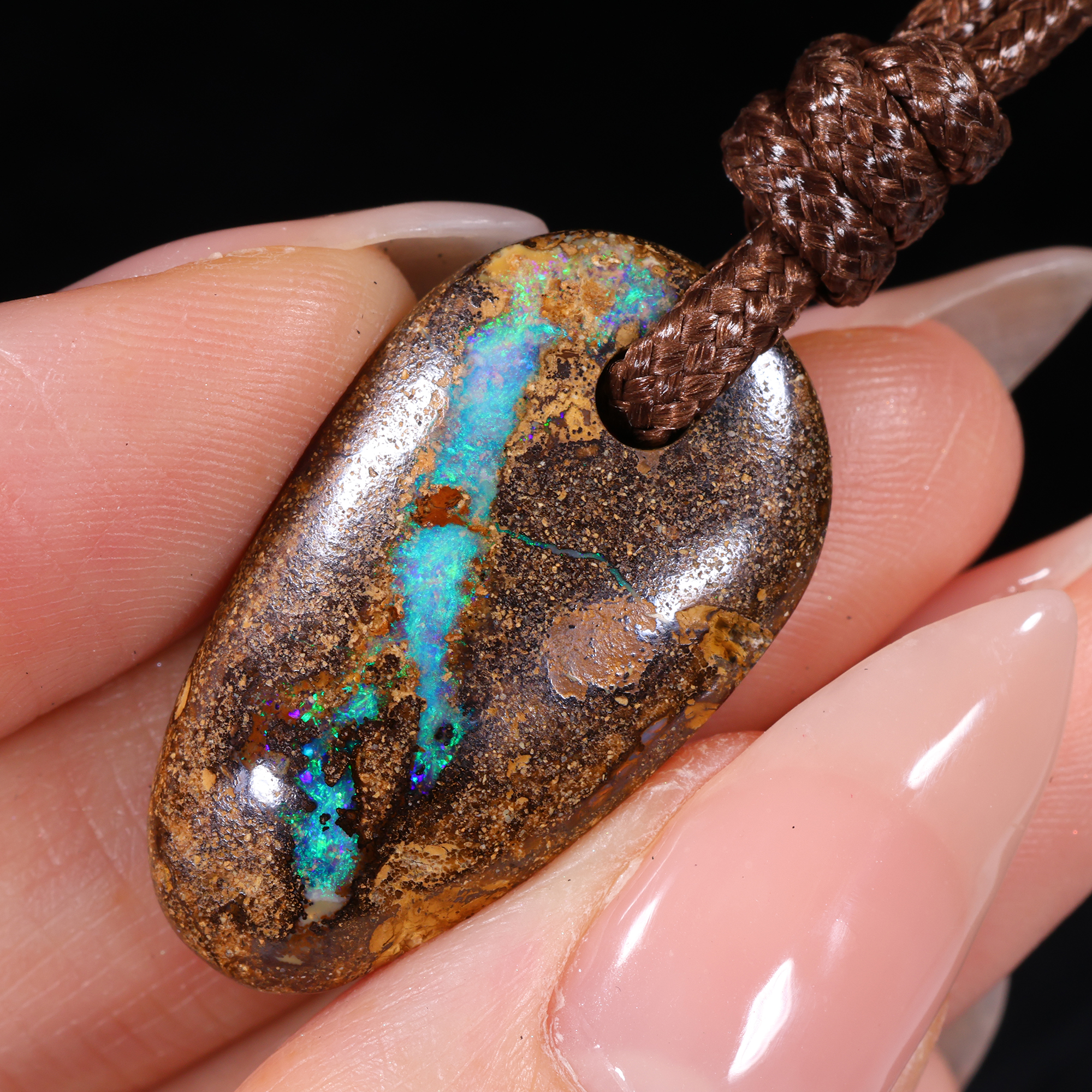 Wood Fossil Boulder Opal Pendant 25ct | Opal Galaxy