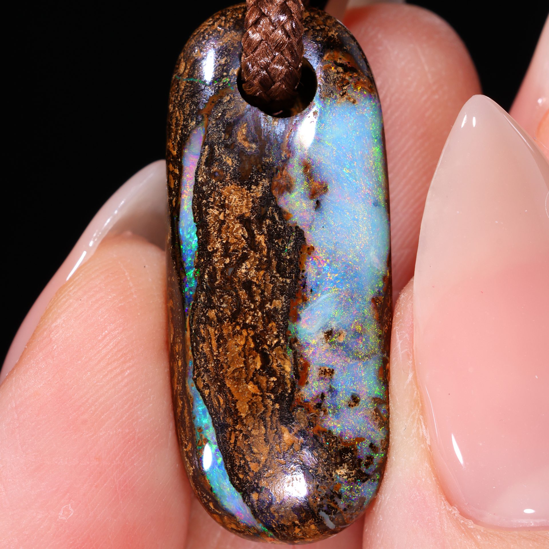Boulder Opal Pendant 26ct close up view Australian opal gemstone Opal Galaxy product image