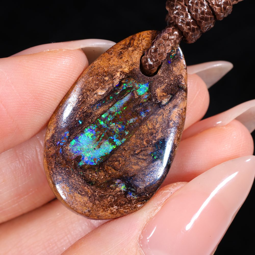 Wood Fossil Boulder Opal Pendant 35ct | Opal Galaxy