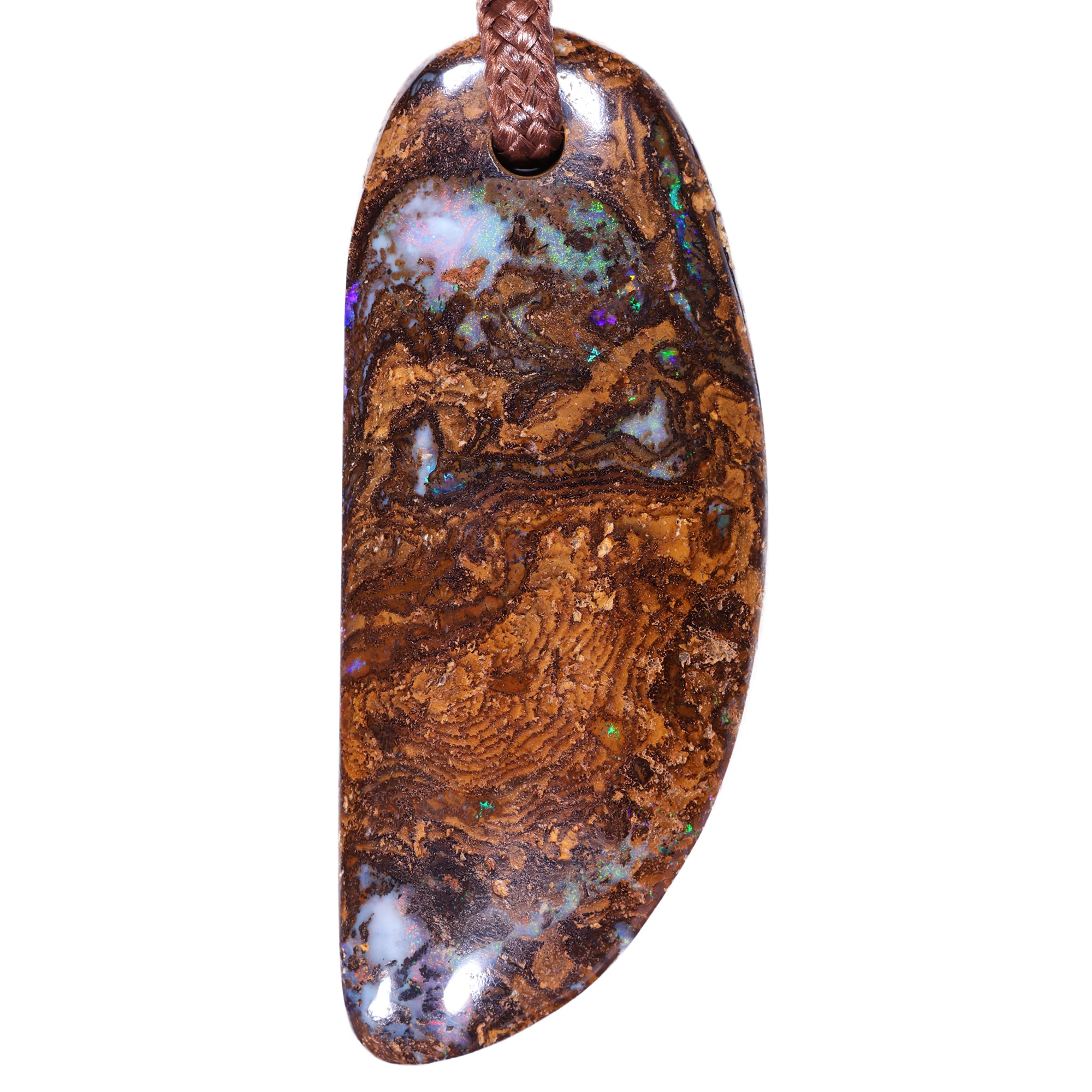 Wood Fossil Boulder Opal Pendant 58ct