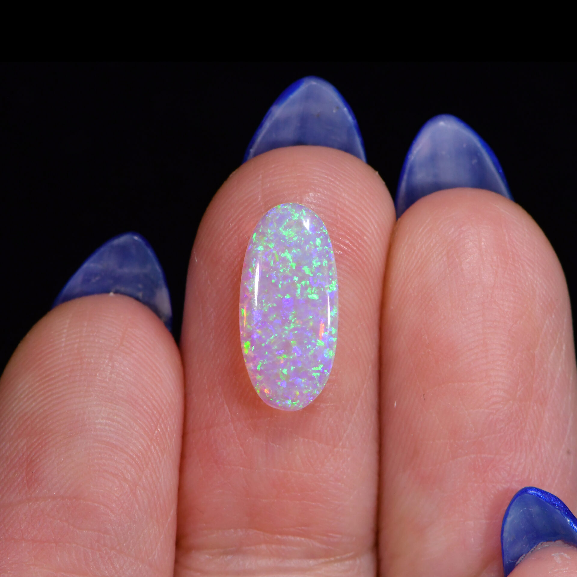 Crystal Boulder Opal 1.07 ct, 100% Natural Solid Polished Crystal Boulder Opal From Australia. Oval Shape, Low Dome, Yellow, Green, Blue, Cyan Fire.