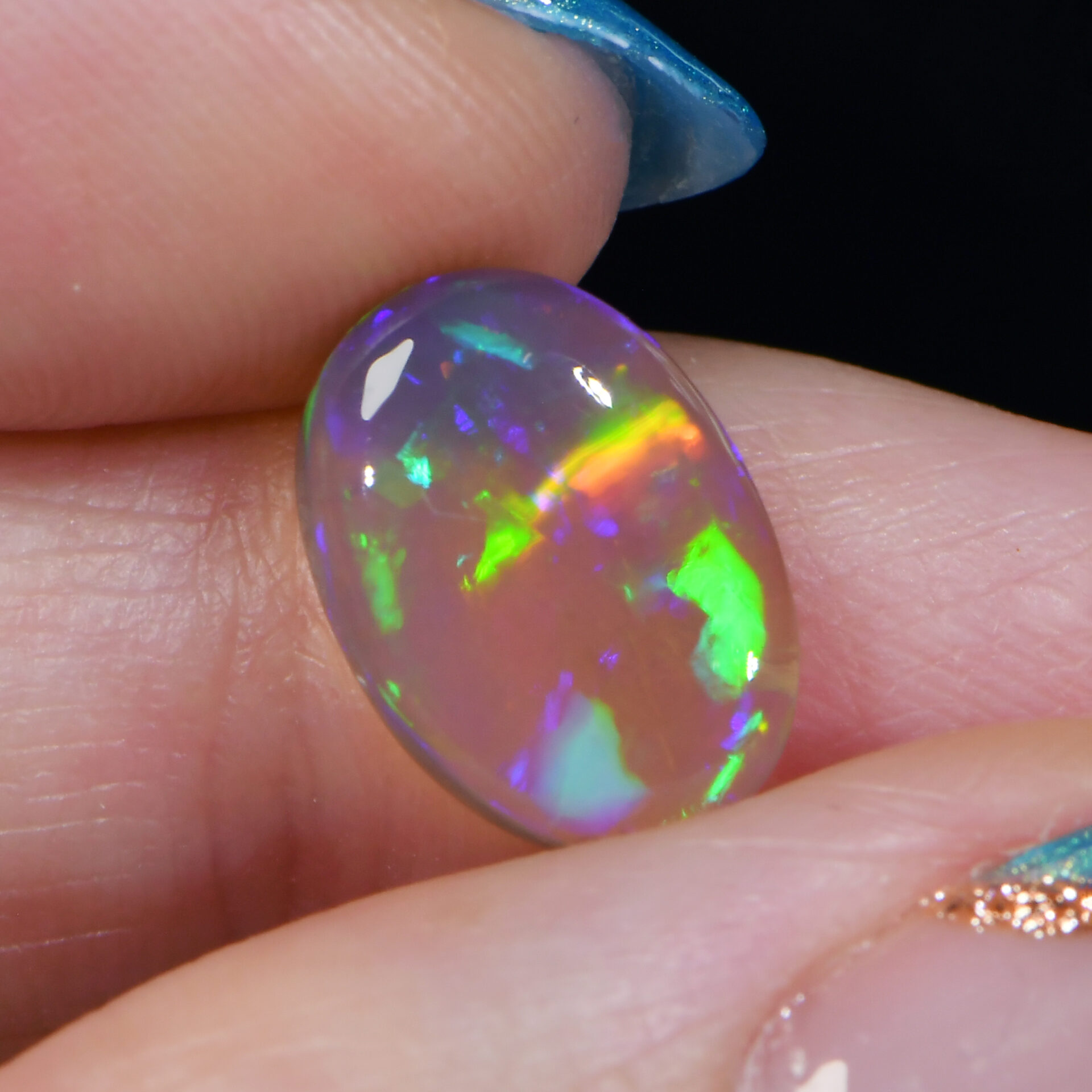 Black Crystal Opal 2.97 ct, 100% Natural Solid Polished Black Crystal Opal From Lightning Ridge, Australia. Oval, Cabochon, Multi Color Fire