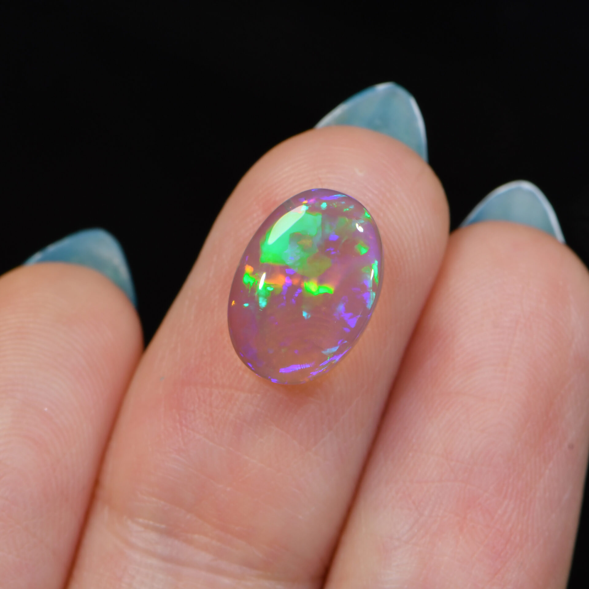 Black Crystal Opal 2.97 ct, 100% Natural Solid Polished Black Crystal Opal From Lightning Ridge, Australia. Oval, Cabochon, Multi Color Fire