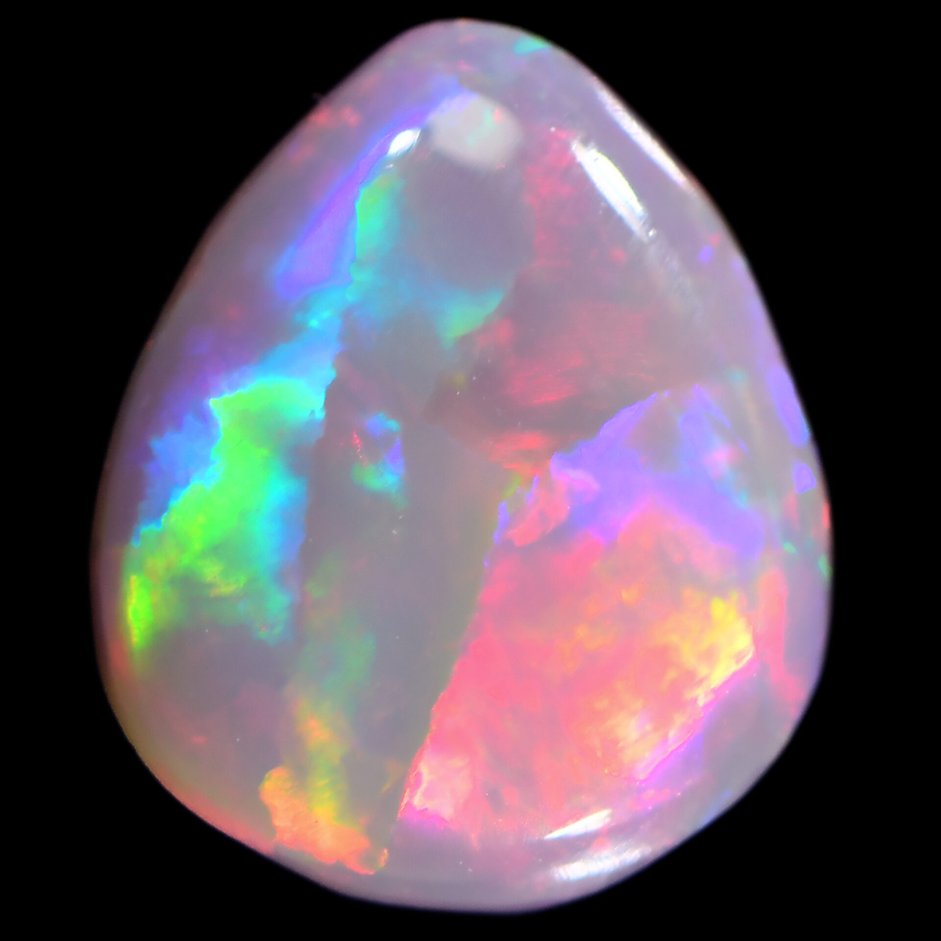 Dark Opal 1.24 ct, 100% Natural Solid Polished Dark Opal From Lightning Ridge, Australia. Teardrop Shape, Cabochon, Multi Color Rainbow Fire