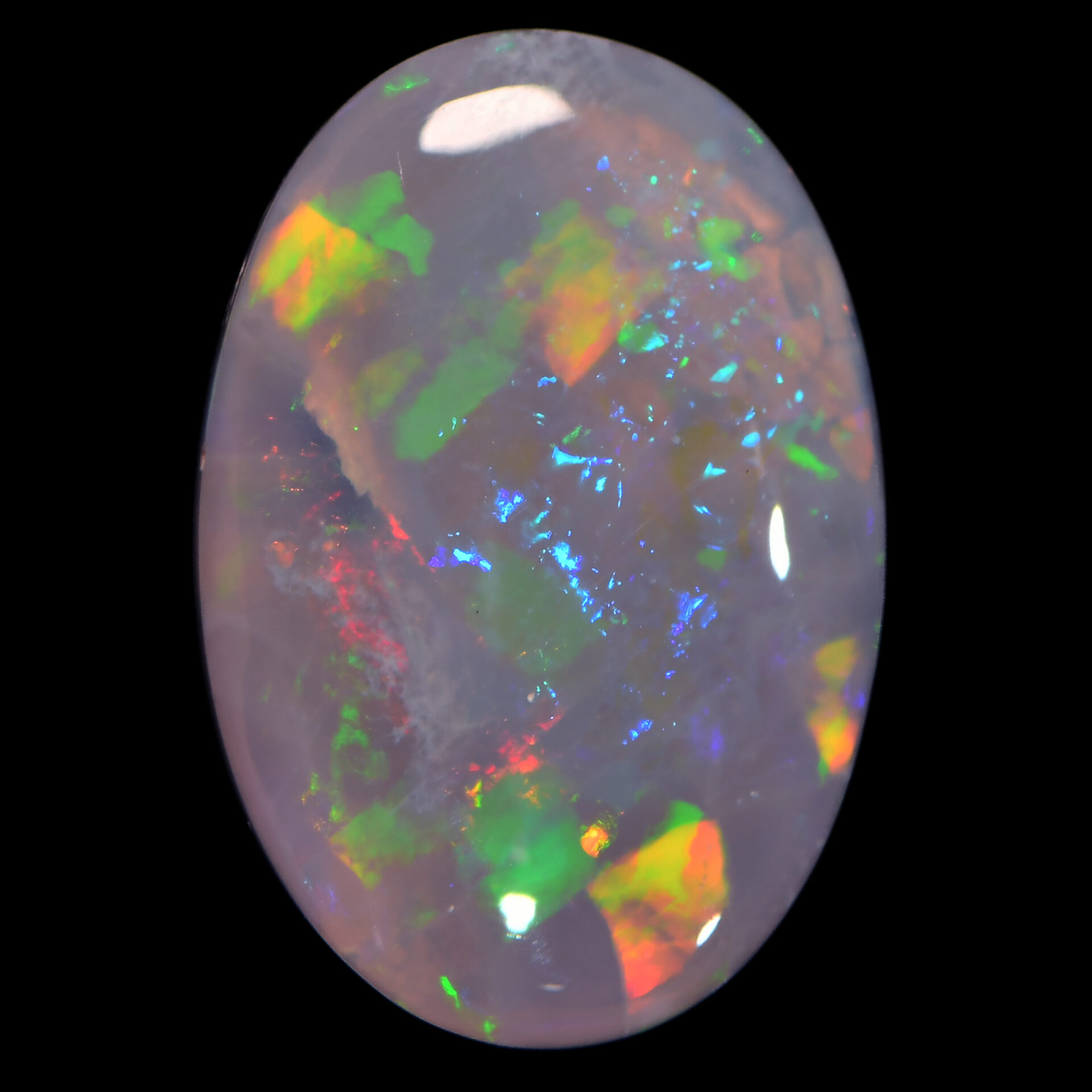 Dark Crystal Opal 4.67 ct, 100% Natural Solid Polished Dark Crystal Opal From Lightning Ridge, Australia. Oval Shape, Cabochon, Blacky Pattern Multi Color Fire