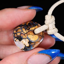 Koroit Boulder Opal Pendant Necklace 20ct Double Sided angled view Australian opal gemstone Opal Galaxy product image