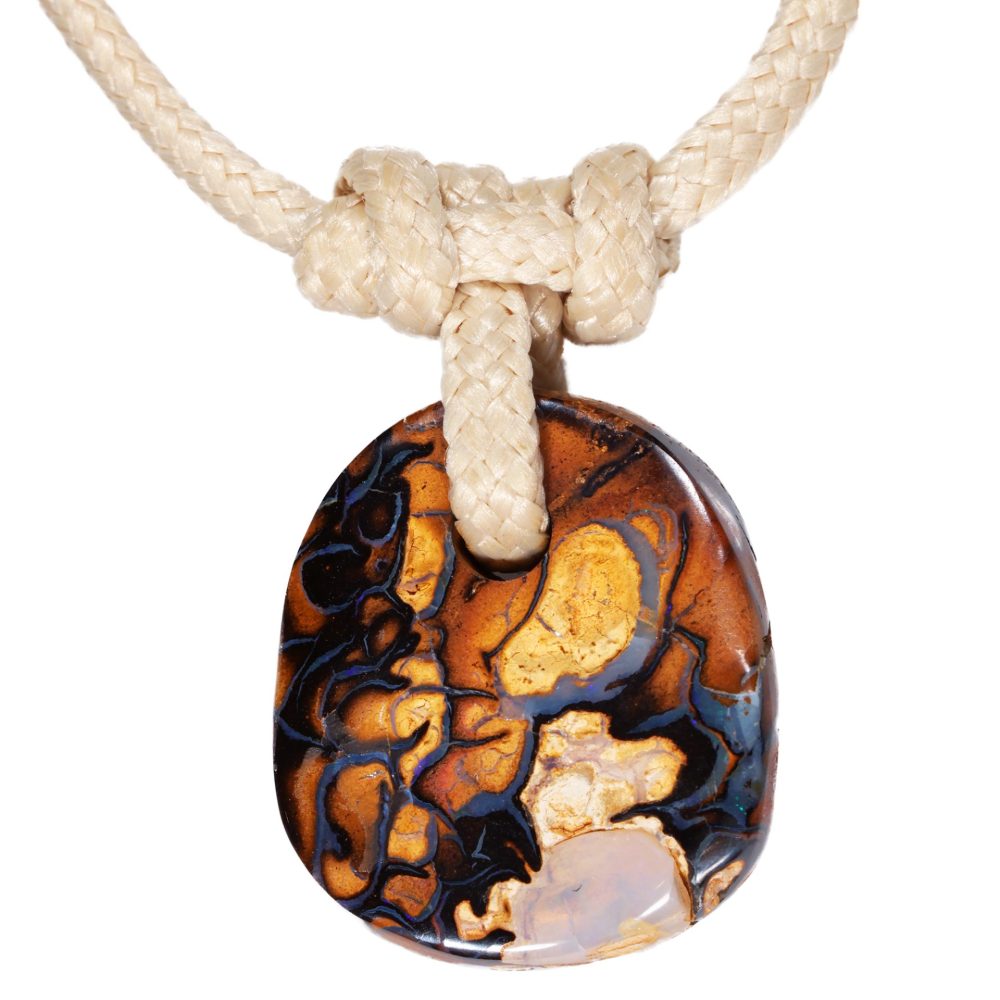 Koroit Boulder Opal Pendant Necklace 20ct Double Sided front face view Australian opal gemstone Opal Galaxy product image