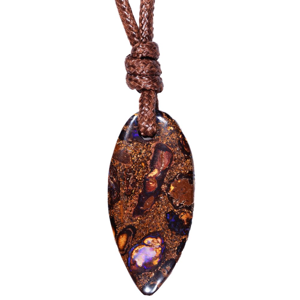 Koroit Boulder Opal Pendant Necklace 33ct front face view Australian opal gemstone Opal Galaxy product image
