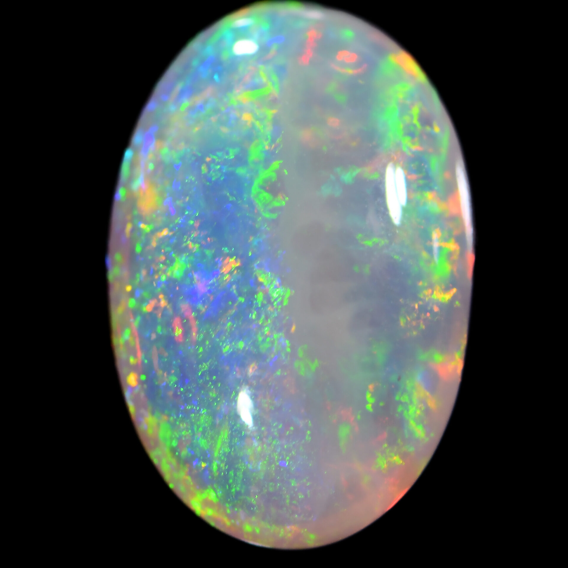 Double Sided Crystal Opal 2.35 ct, 100% Natural Solid Polished Crystal Opal From Lightning Ridge, Australia. Oval Shape, High Dome, Cabochon, Bright Multi Color Fire