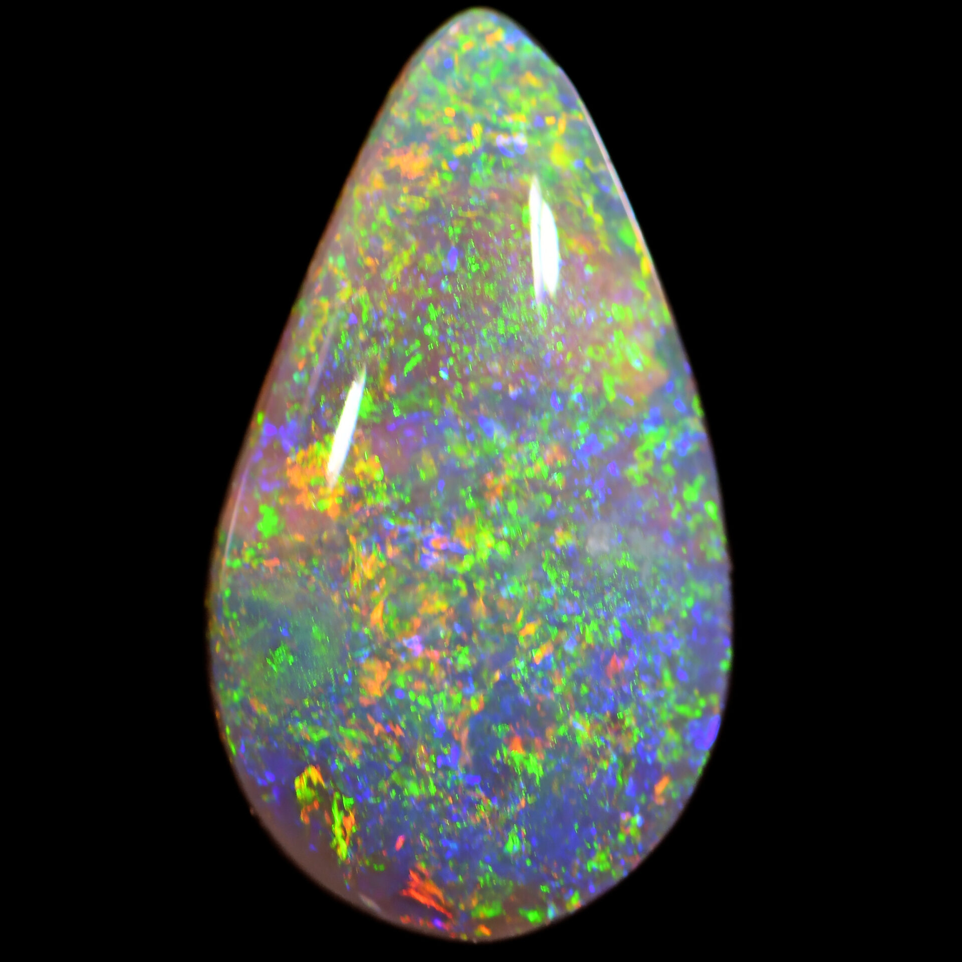 1.15ct Natural Dark Opal Teardrop Cut with Multi-Color Play-of-Color from Lightning Ridge, Australia.