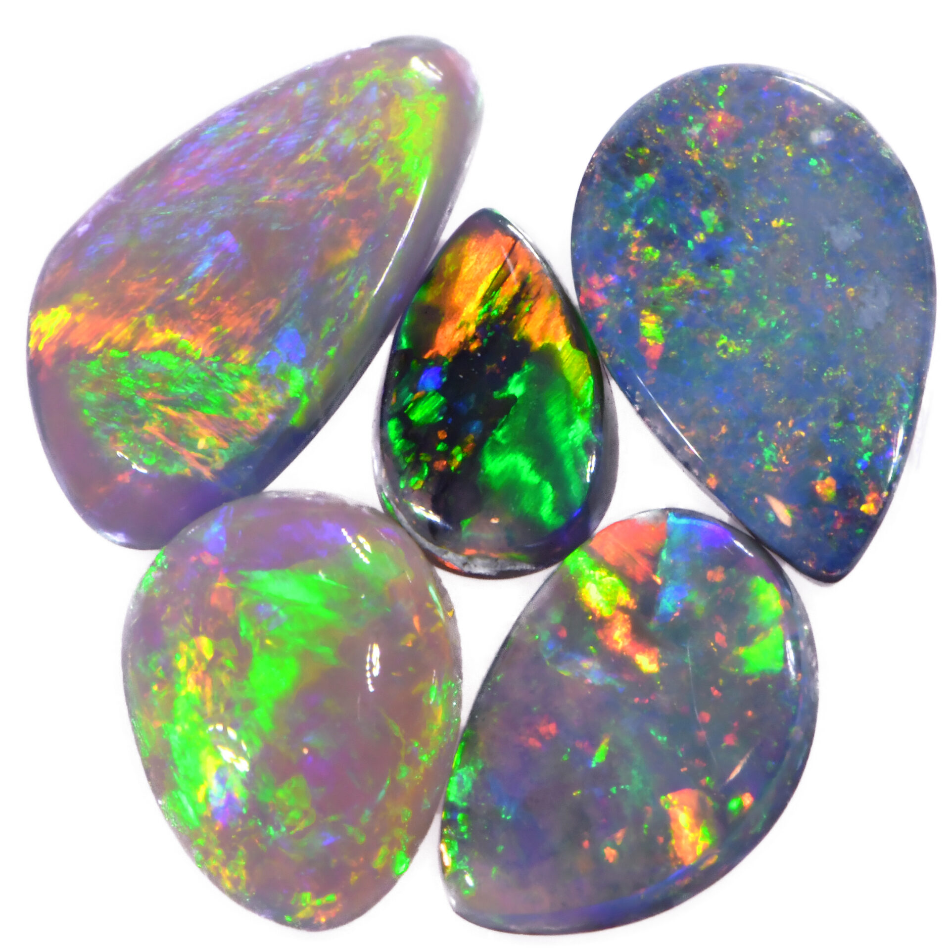 Mixed Australian Opal Parcel 3.04 ctw, Neon Bright Multi Color Flash, 100% Natural Lightning Ridge Opal Set, Crystal Opal, Black Opal, Dark Opal