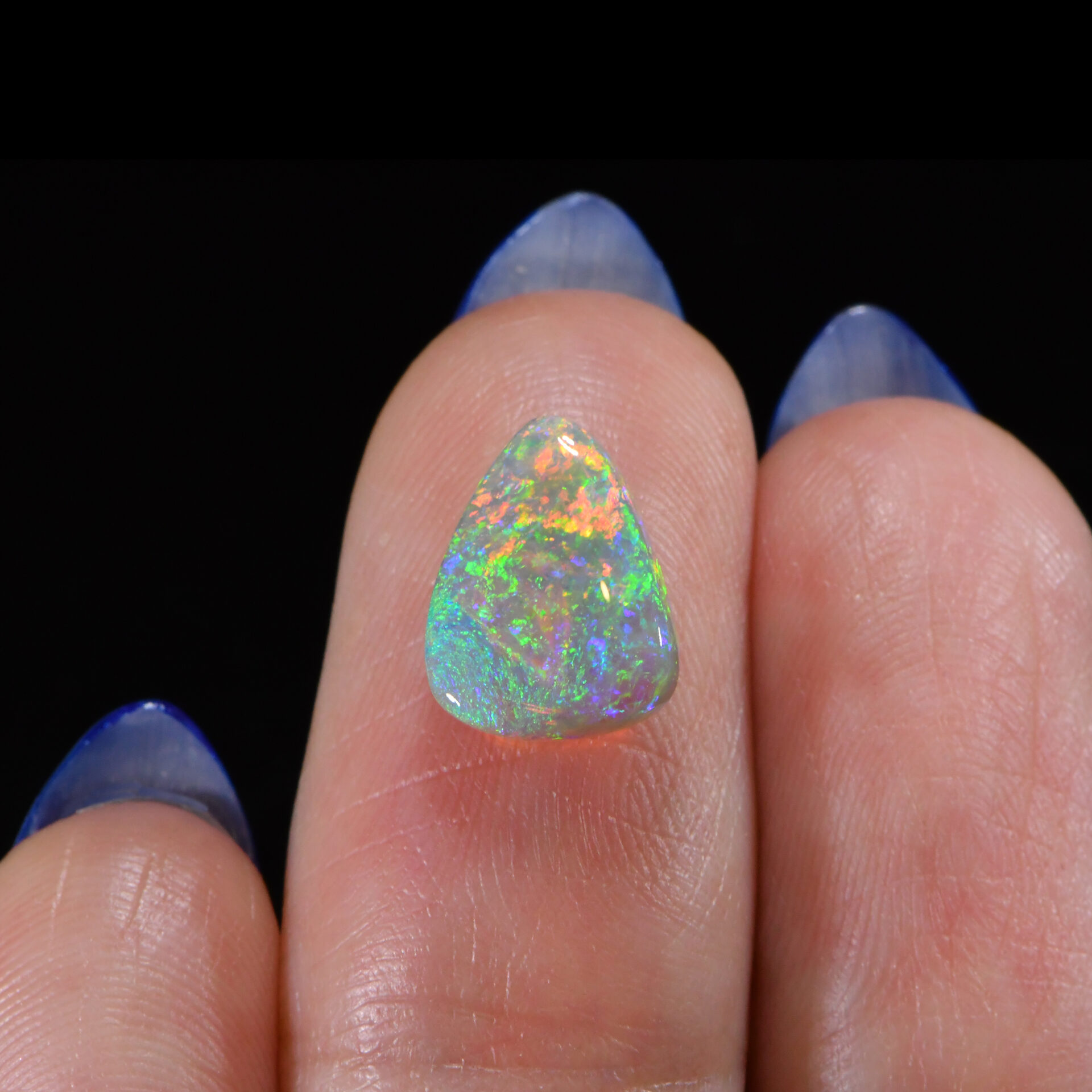 Lightning Ridge Crystal Opal 2.01 ct, 100% Natural Solid Polished Crystal Opal From Lightning Ridge, Australia. Bright Multi color Fire, Freeform Cabochon