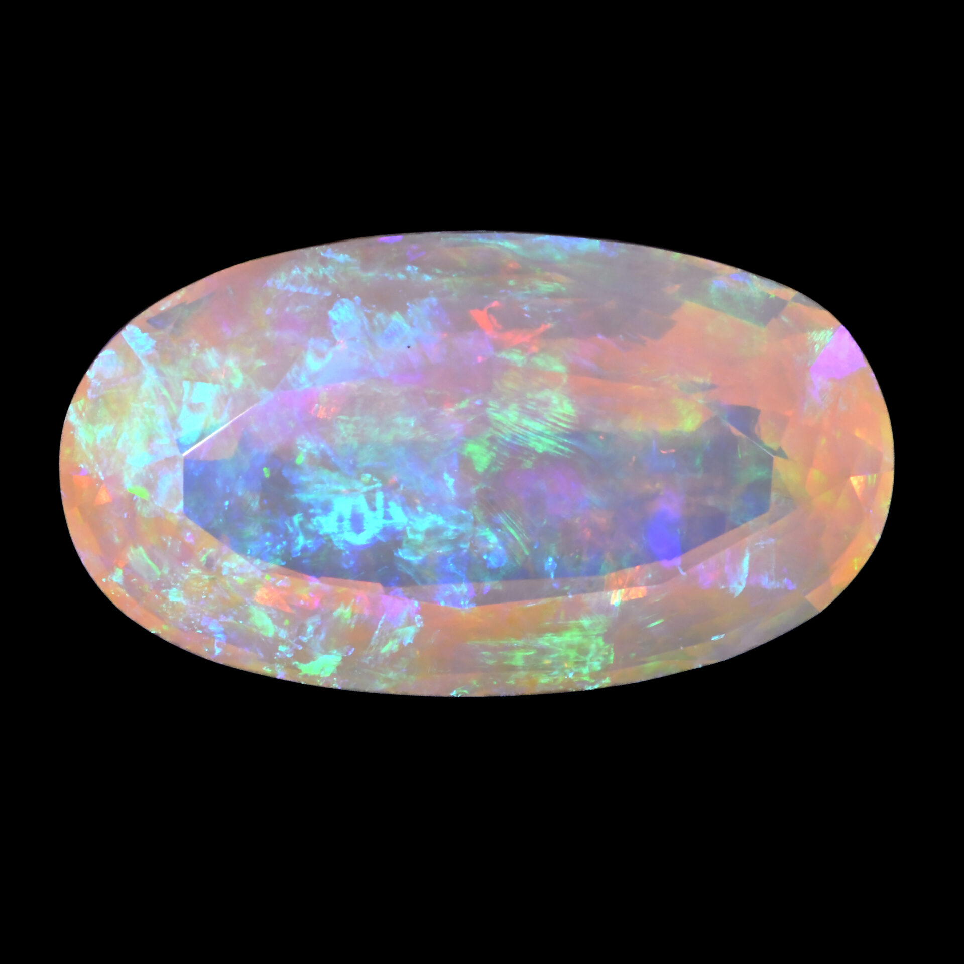 9.73ct Natural Crystal Boulder Opal Oval Cut with Purplish Blue Green Cyan Yellow Play-of-Color from Winton Australia. Pipe Opal
