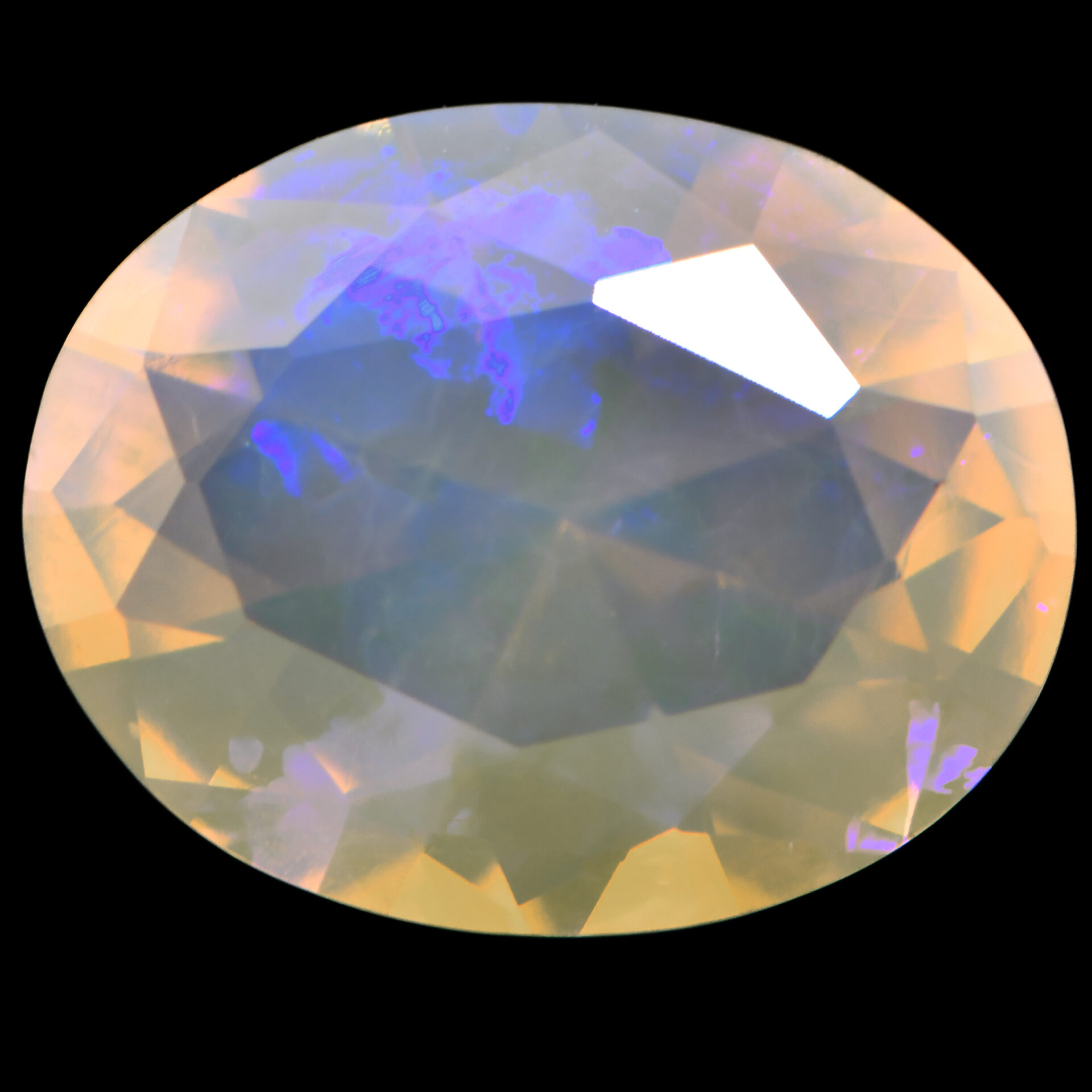 2.01ct Natural Faceted Crystal Opal Oval Cut with Purplish Blue Galaxy Fire from Andamooka, Australia