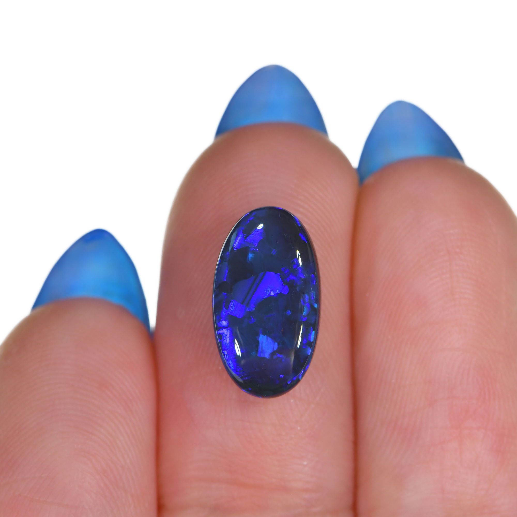 Blue Fire Lightning Ridge Black Opal Ringstone 2.28 ct-hand shot