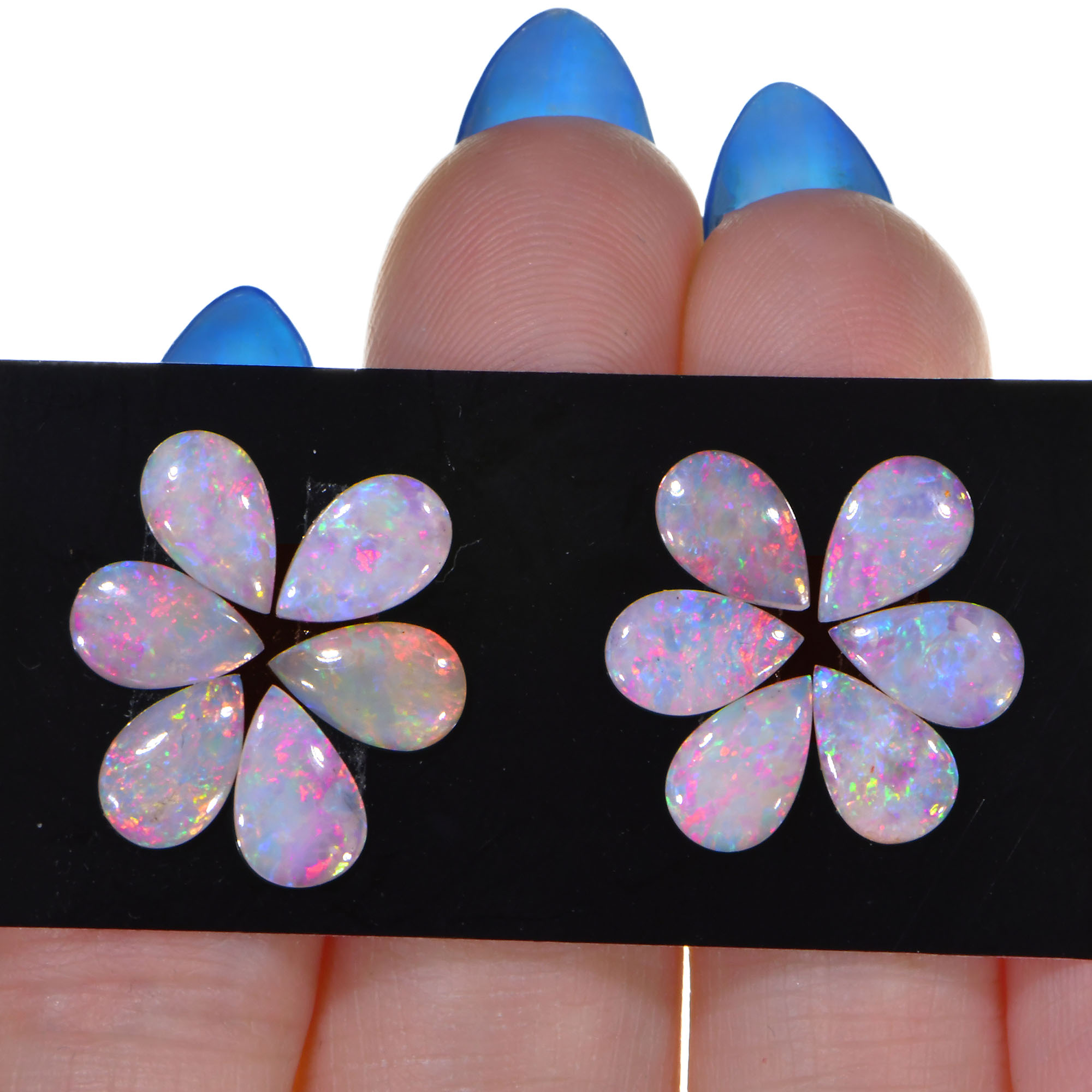 12 Pcs Calibrated Teardrop Shape Crystal Opal Parcel 3.43 ctw-hand shot