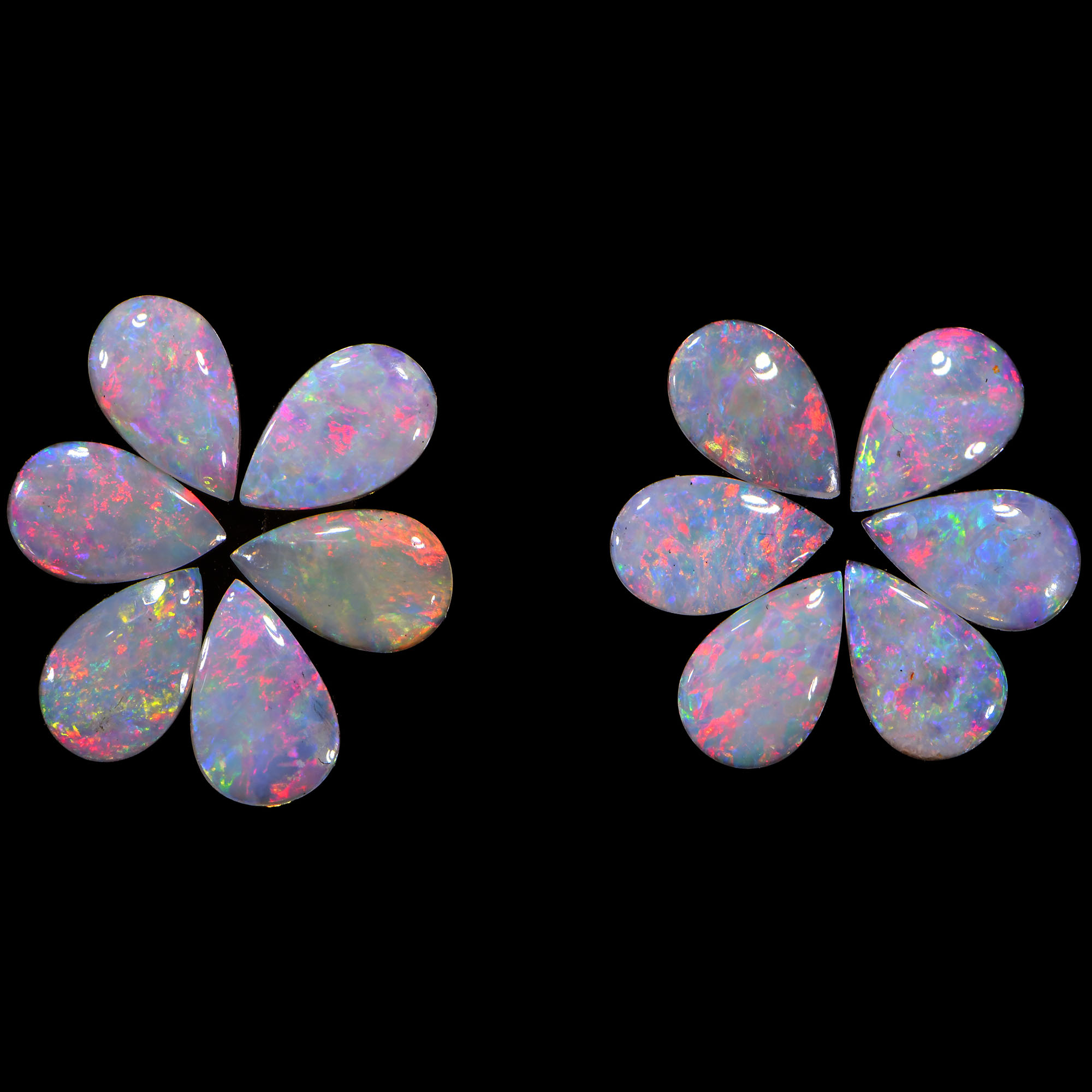12 Pcs Calibrated Teardrop Shape Crystal Opal Parcel 3.43 ctw