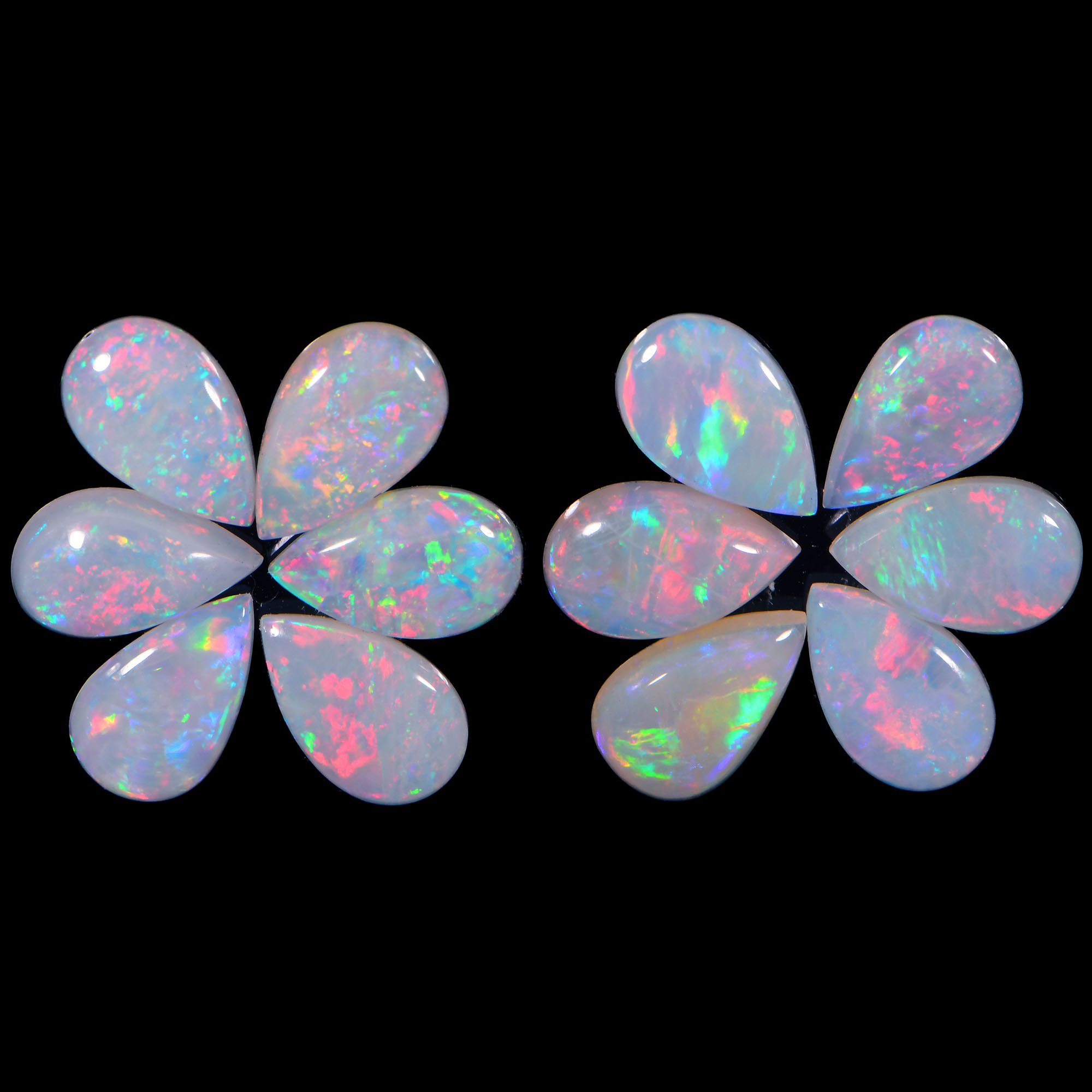 12 Pcs Calibrated Teardrop Shape Crystal Opal Parcel 5.32 ctw