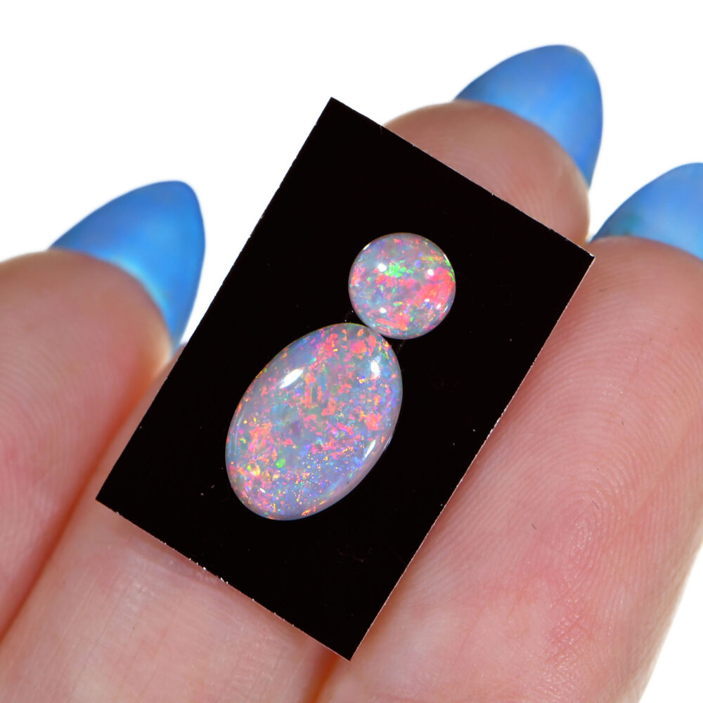 1.09ct Andamooka Crystal Opal Pair Calibrated Oval & Round
