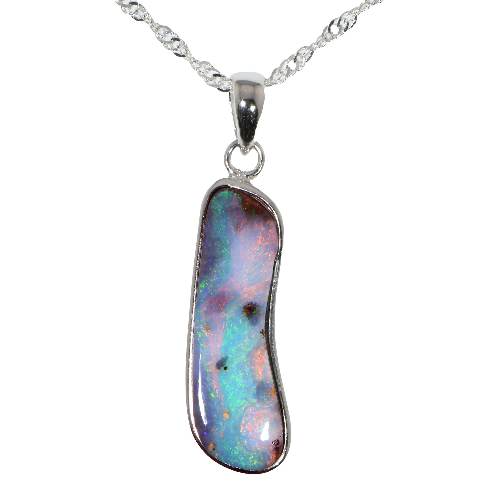 Silver Australian Boulder Opal Pendant with Necklace 16.4 ct