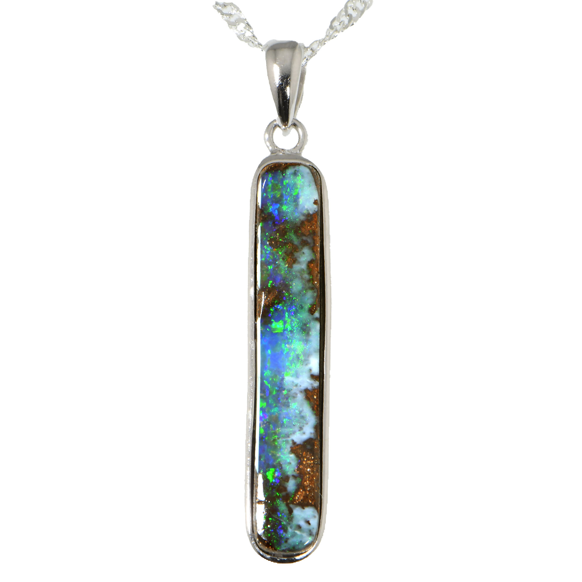 Silver Australian Boulder Opal Pendant with Necklace 16.5 ct