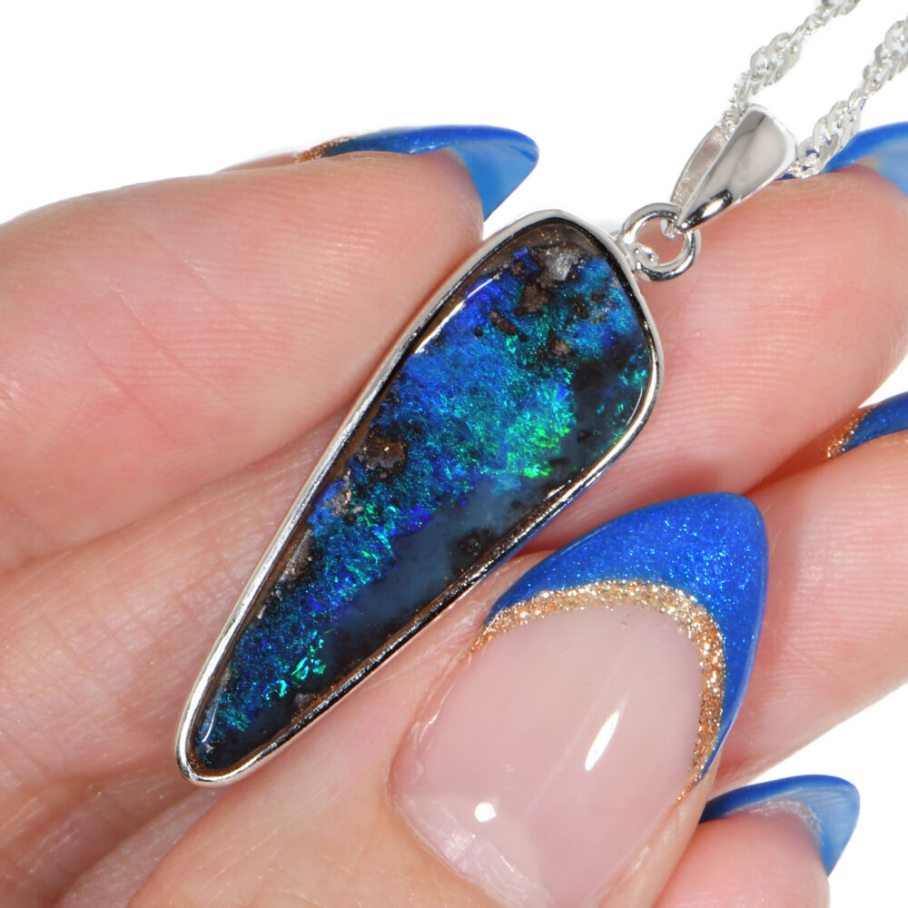 925 Sterling Silver Cz Round Blue Opal Halo Pendant Necklace 10mm/0.39 18 Gold