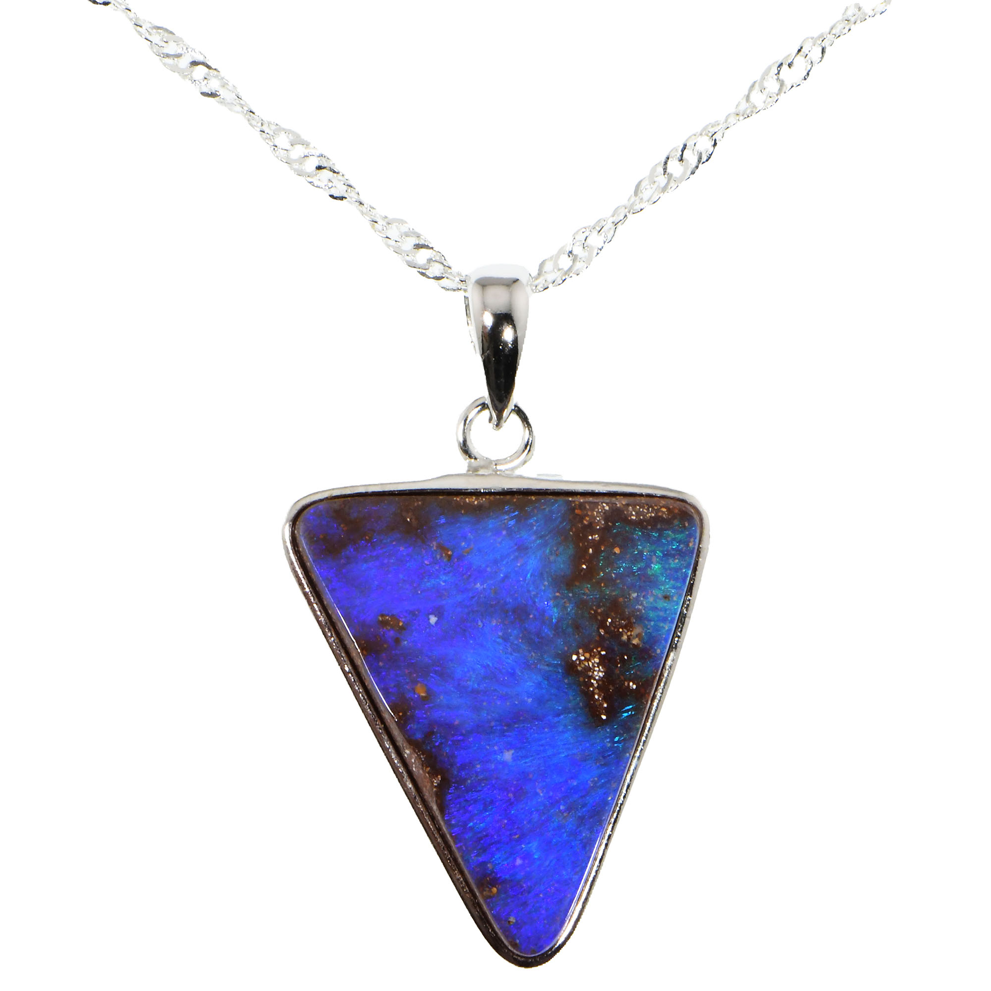 Silver Australian Boulder Opal Pendant with Necklace 23.2 ct