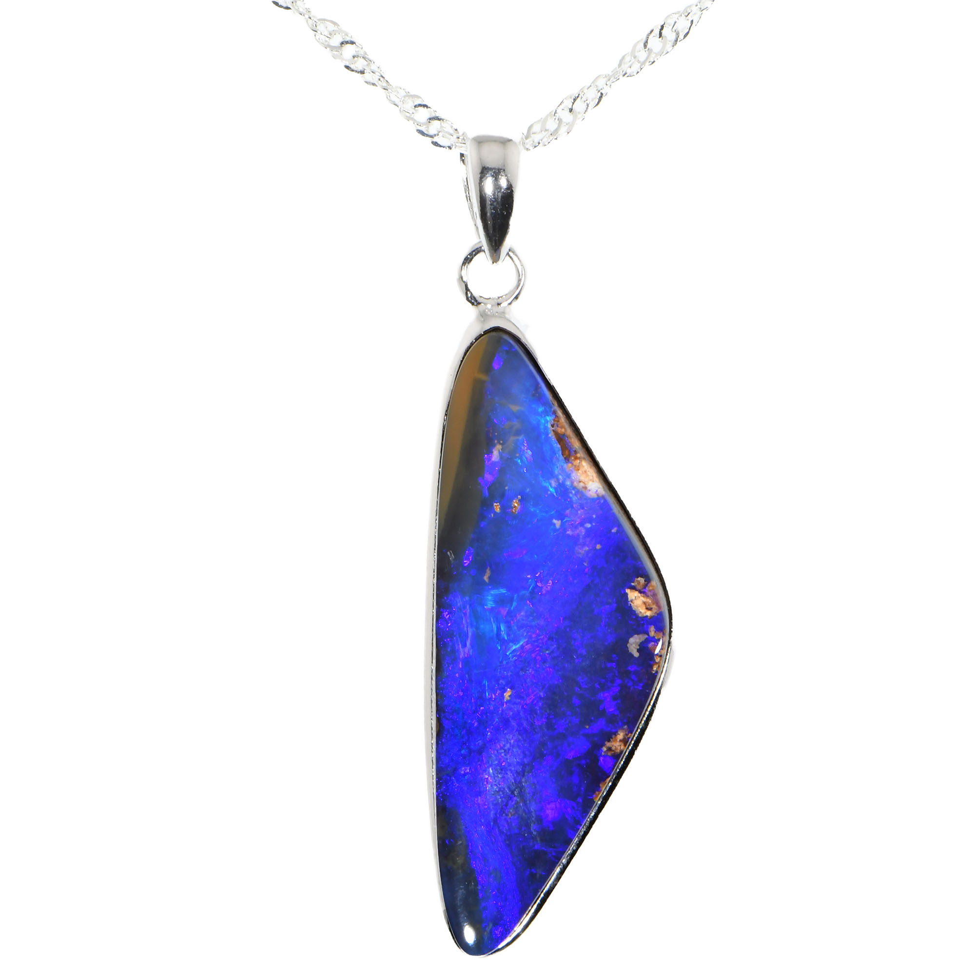 Silver Australian Boulder Opal Pendant with Necklace 27 ct